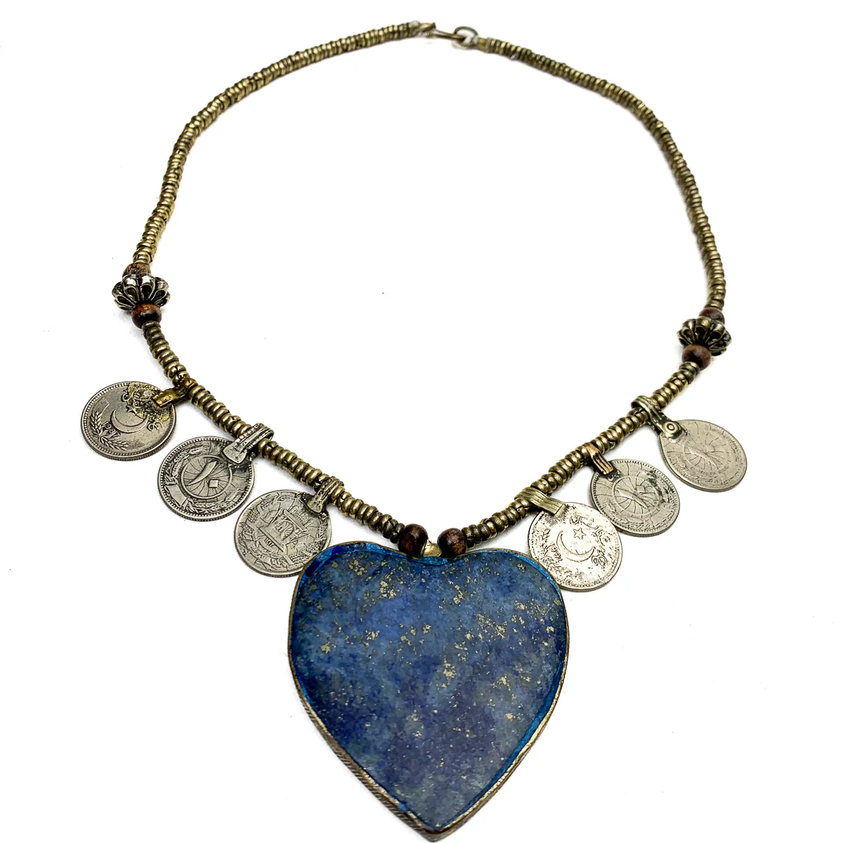 Afghan Coin &  Lapis Lazuli Heart Necklace - Image 3