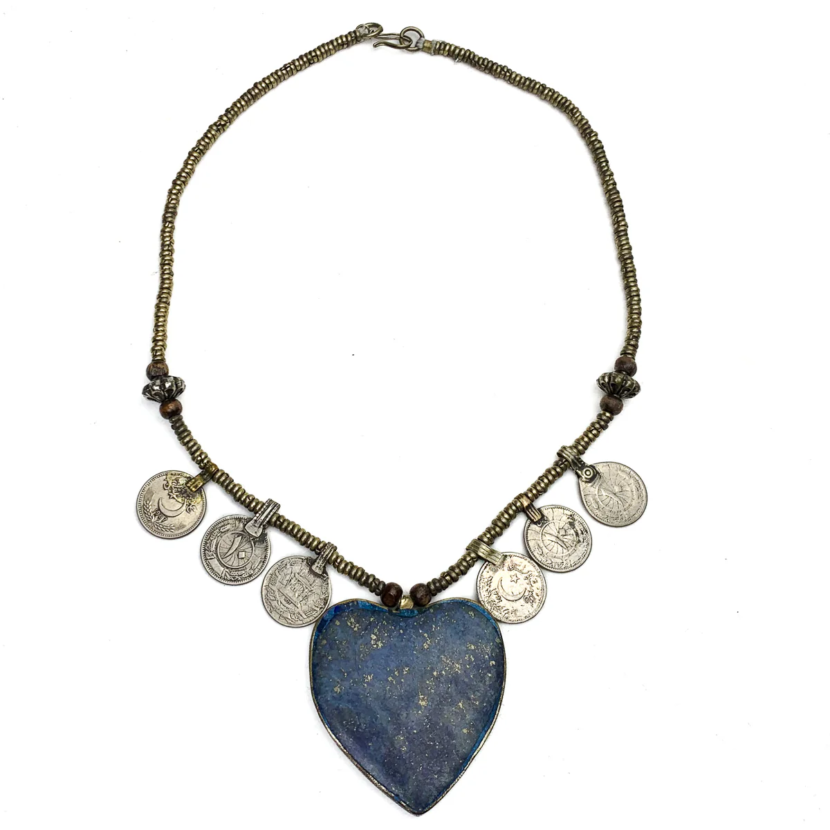 Afghan Coin &  Lapis Lazuli Heart Necklace - Image 4
