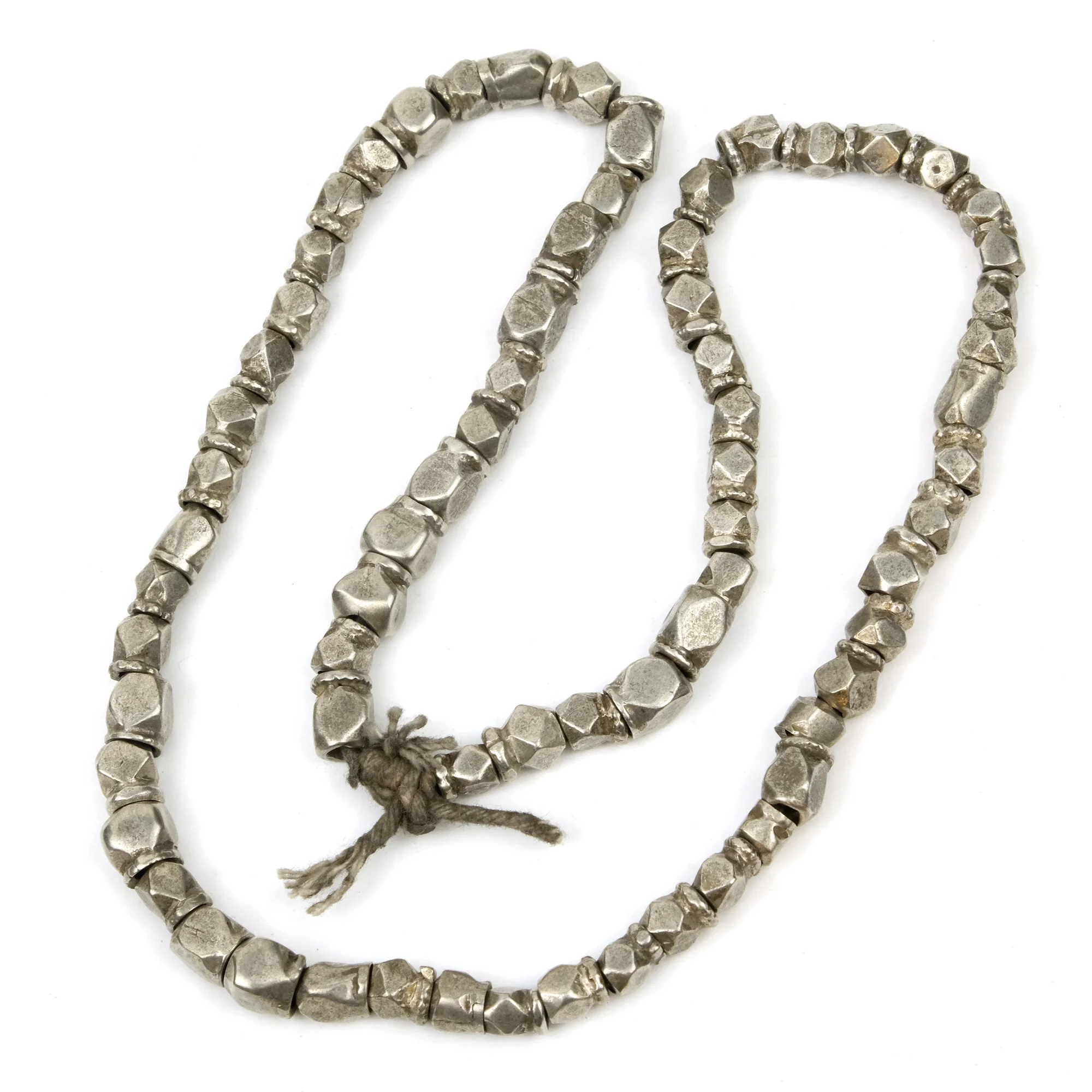 Afghan Tribal High Silver Content Heavy Heirloom Cornerless Cubes Dowry Beads Necklace - Image 2