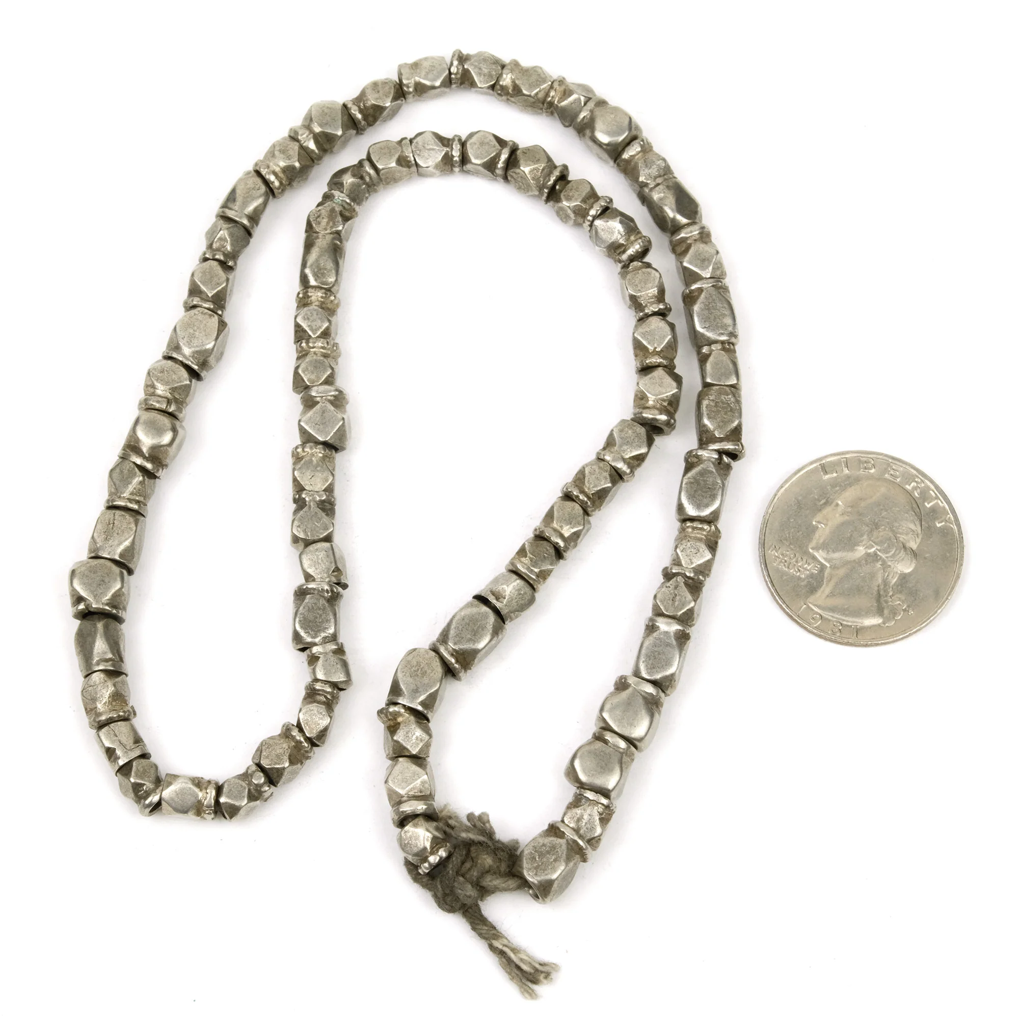 Afghan Tribal High Silver Content Heavy Heirloom Cornerless Cubes Dowry Beads Necklace - Image 3