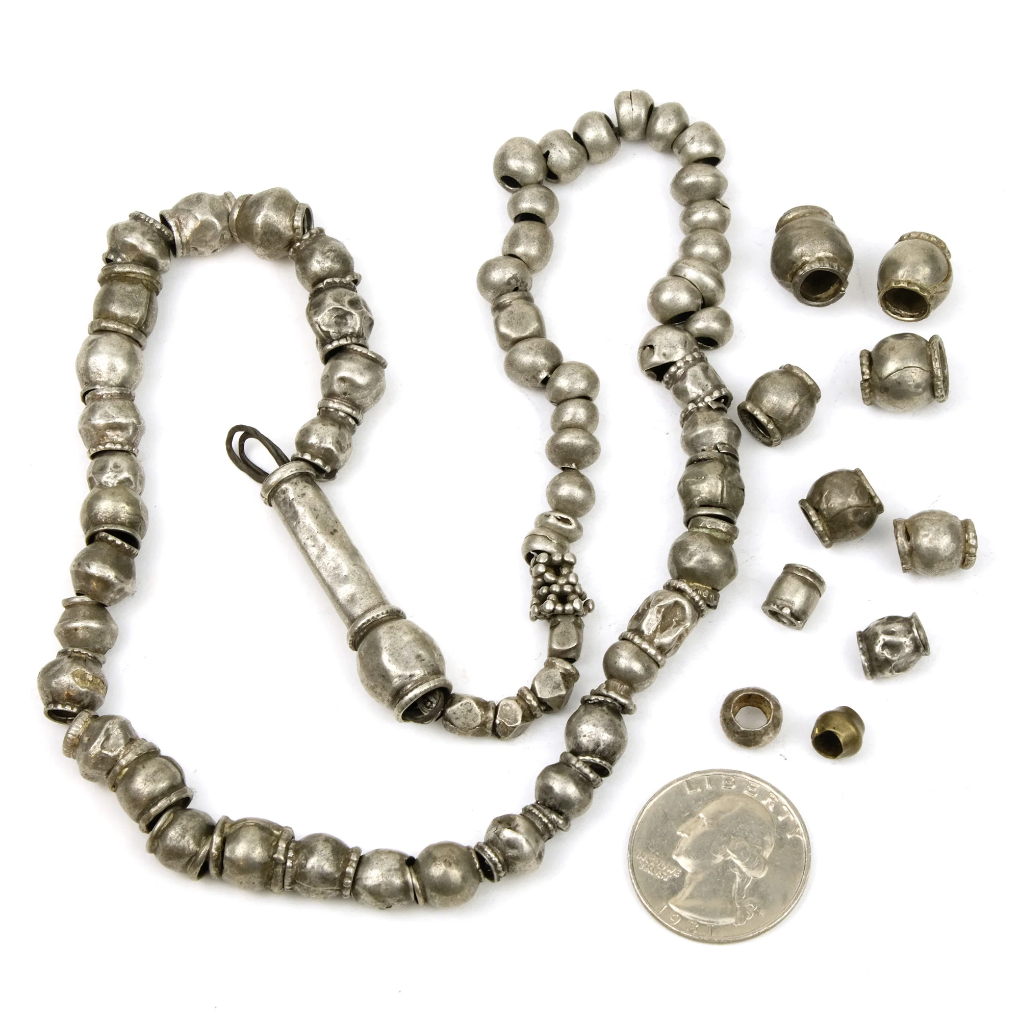 Afghan Tribal High Silver Content Heirloom Dowry Bead Strand Necklace Plus Loose Bead LOT - Image 4