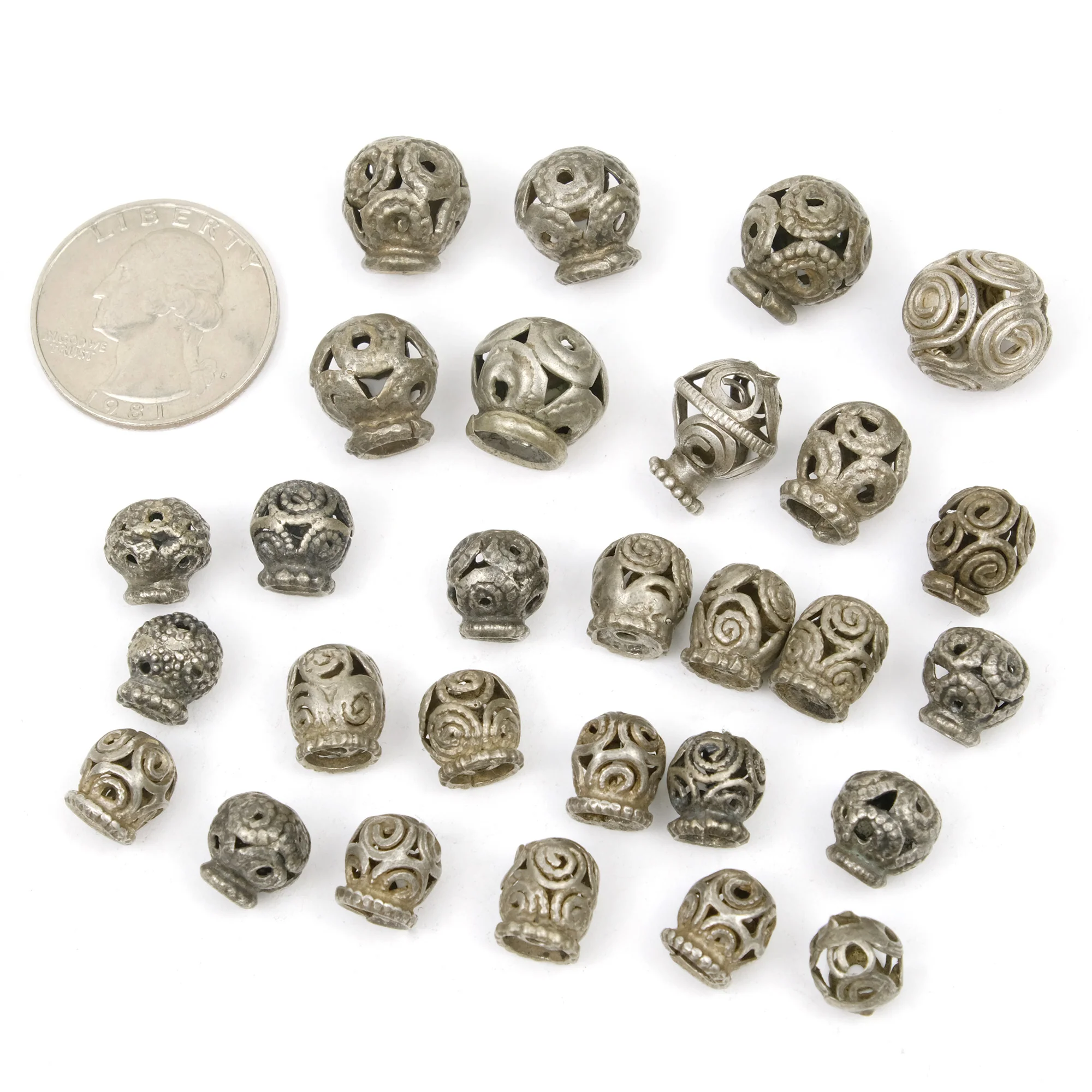 Afghan Tribal High Silver Content Heirloom Dowry Beads Small Size LOT 5 - Image 4