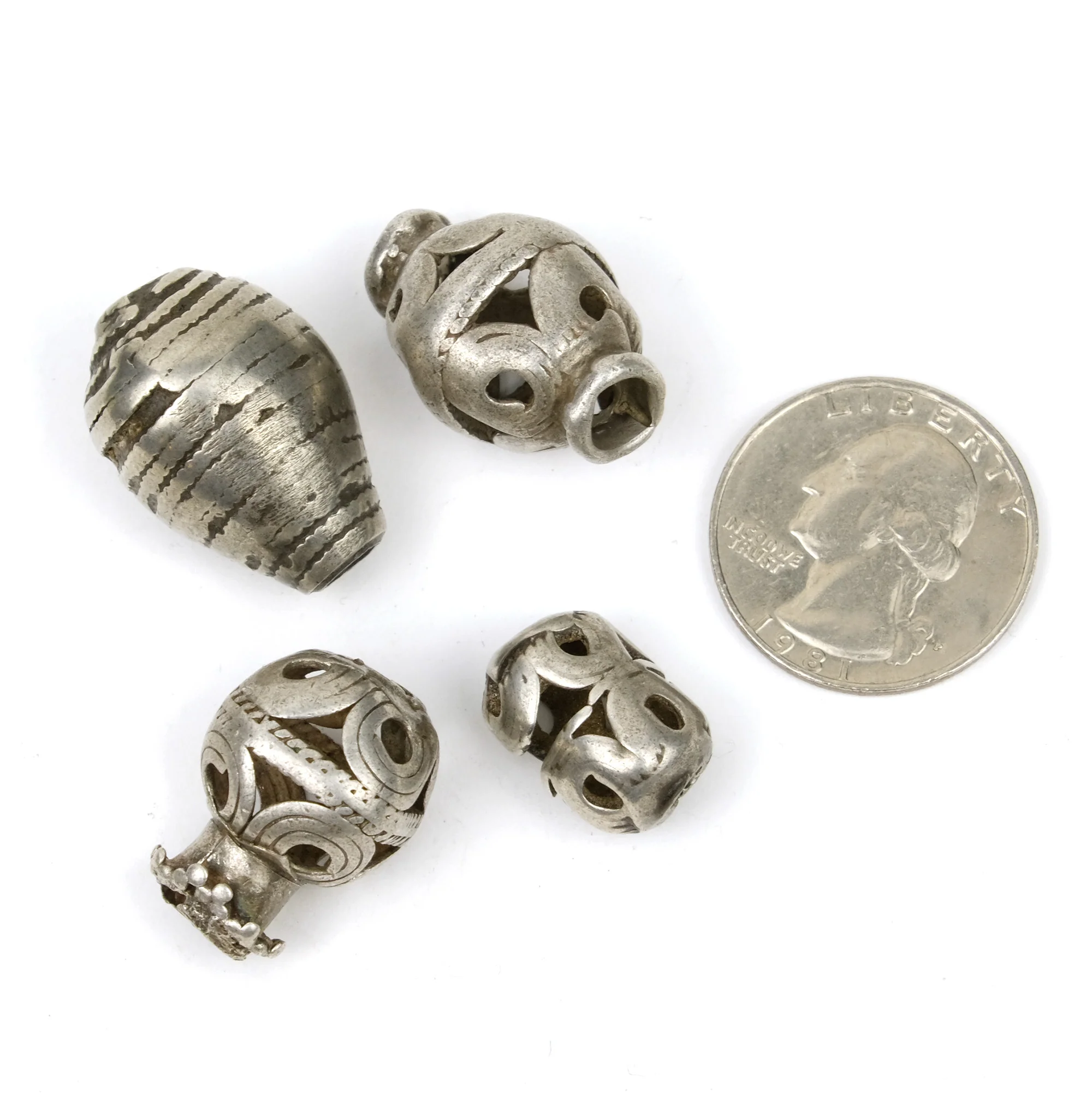 Afghan Tribal High Silver Content Heirloom Dowry Beads Small Size LOT 6 - Image 3