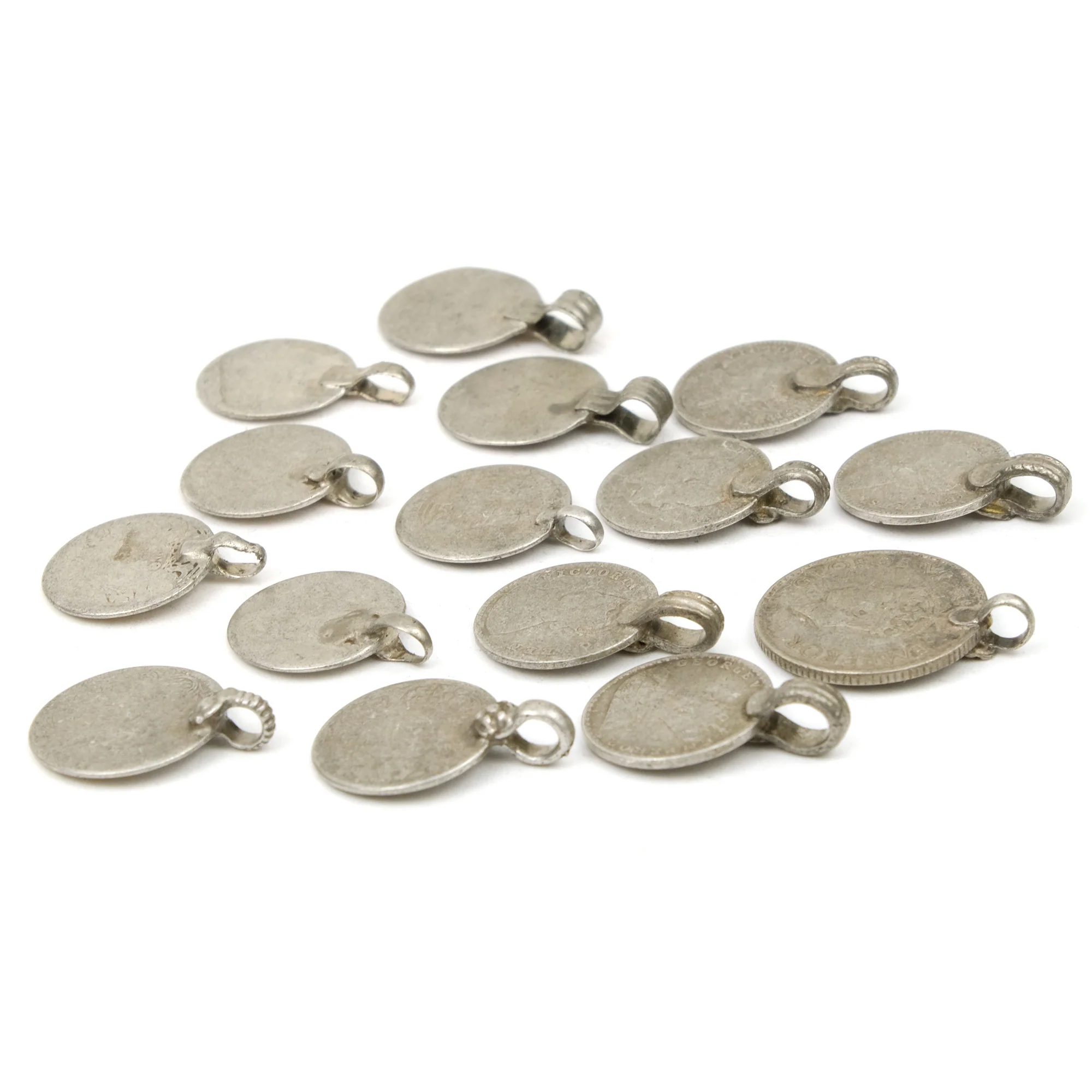 Afghan Tribal High Silver Content Heirloom Dowry Small Colonial Coin Pendants LOT - Image 2