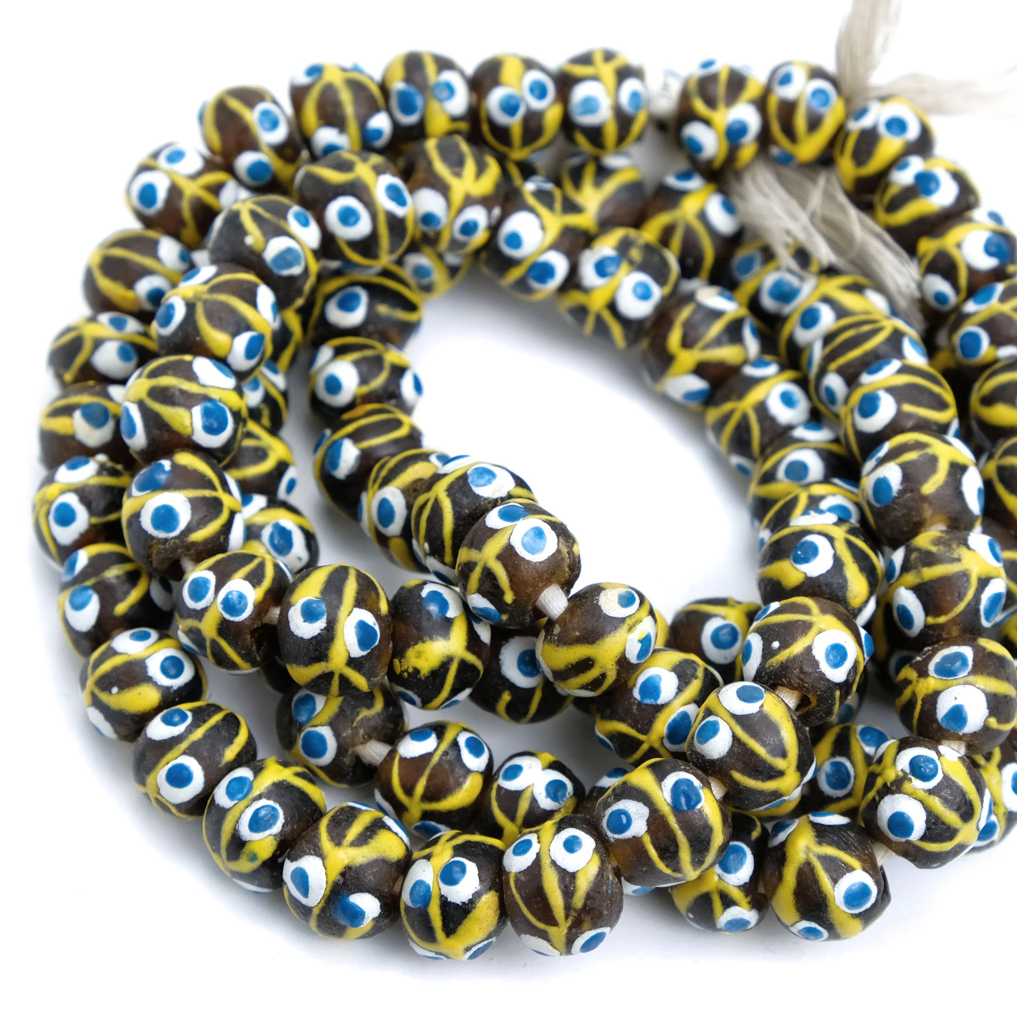 African Krobo Eye Beads Recycled Glass Strand / Necklace #15 - Image 2