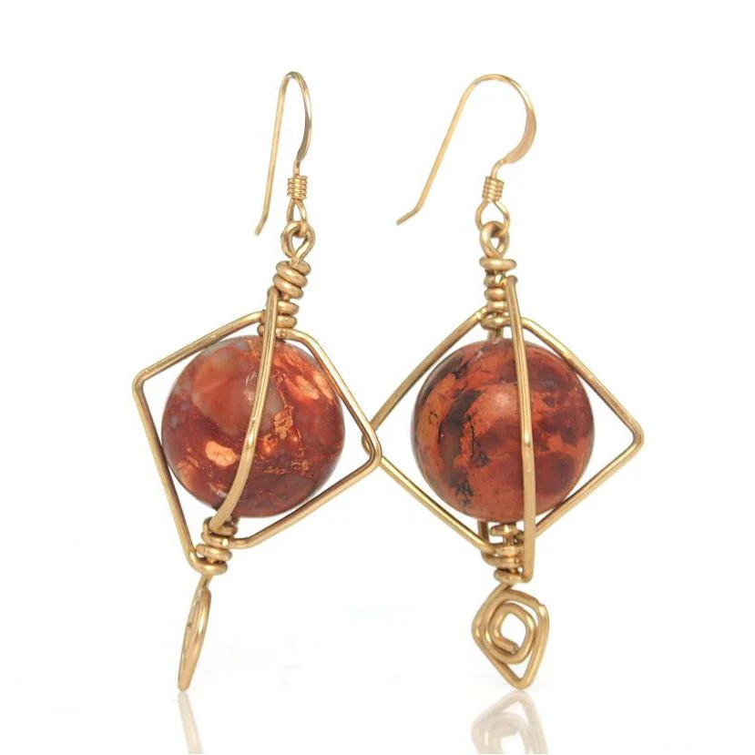 African Opal Earrings with Gold Filled French Wire - Image 2