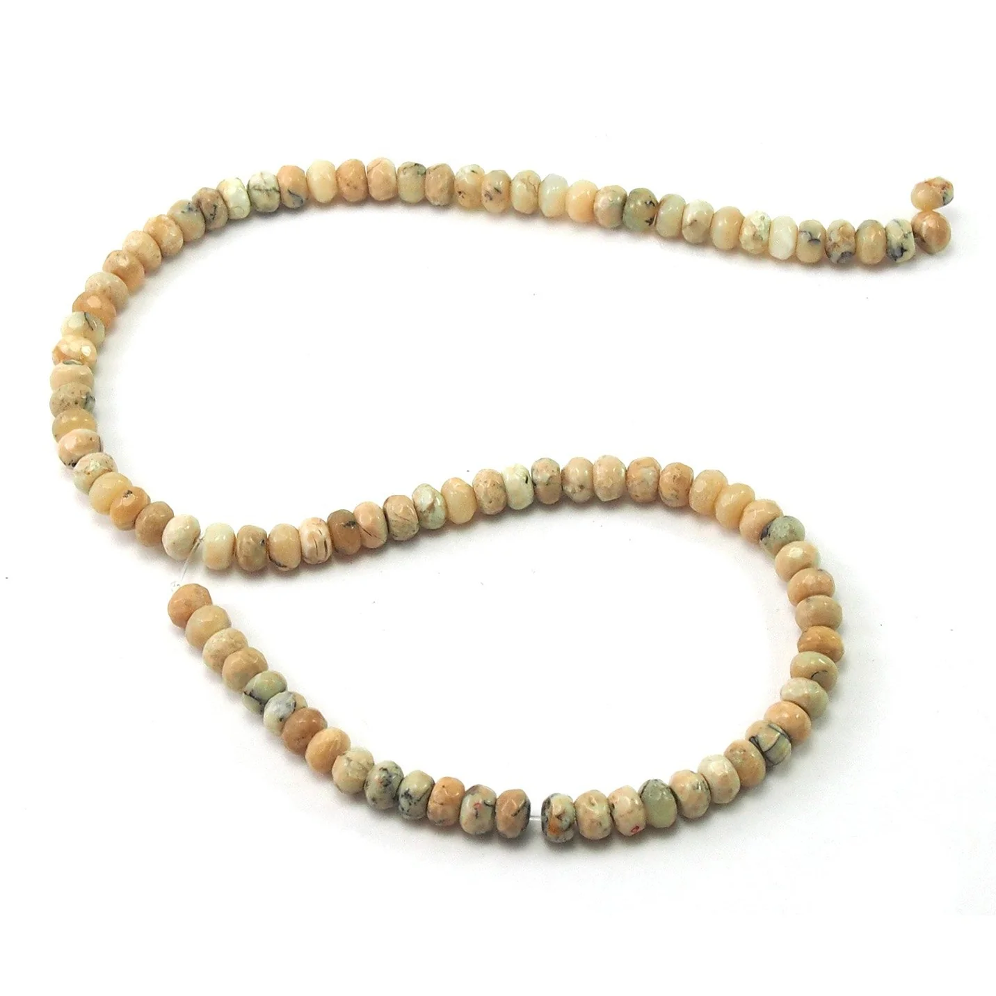 African Opal White Faceted Rondelles 6mm Strand - Image 2
