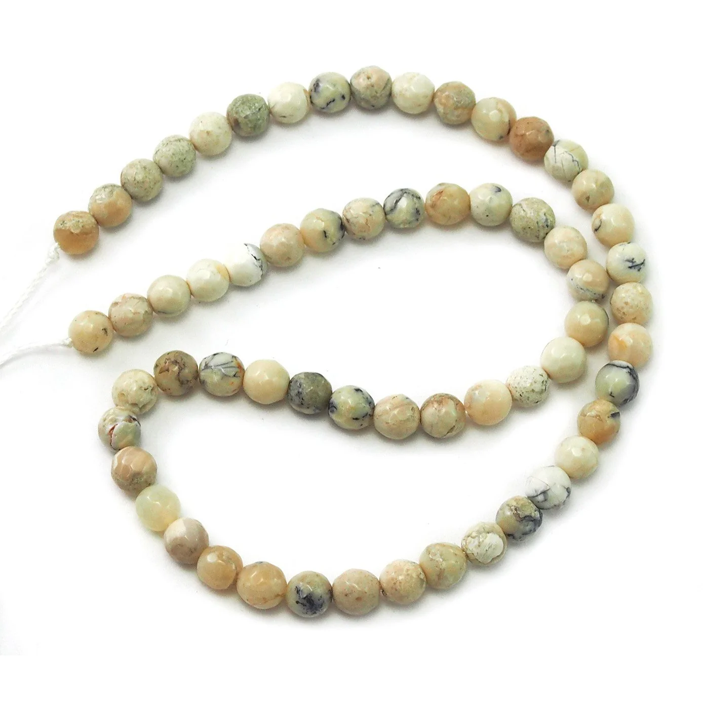 African Opal White Faceted Rounds 6mm Strand - Image 2