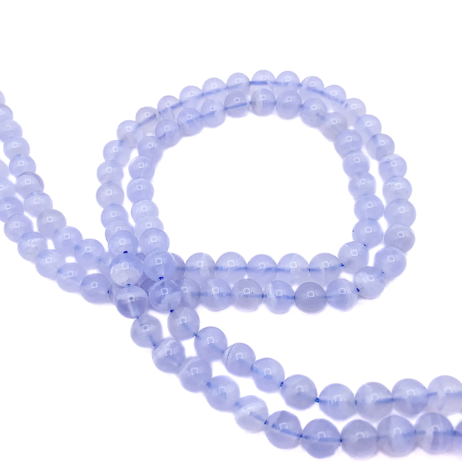 Agate Blue Lace AAA 6mm Smooth Rounds Bead Strand - Image 4