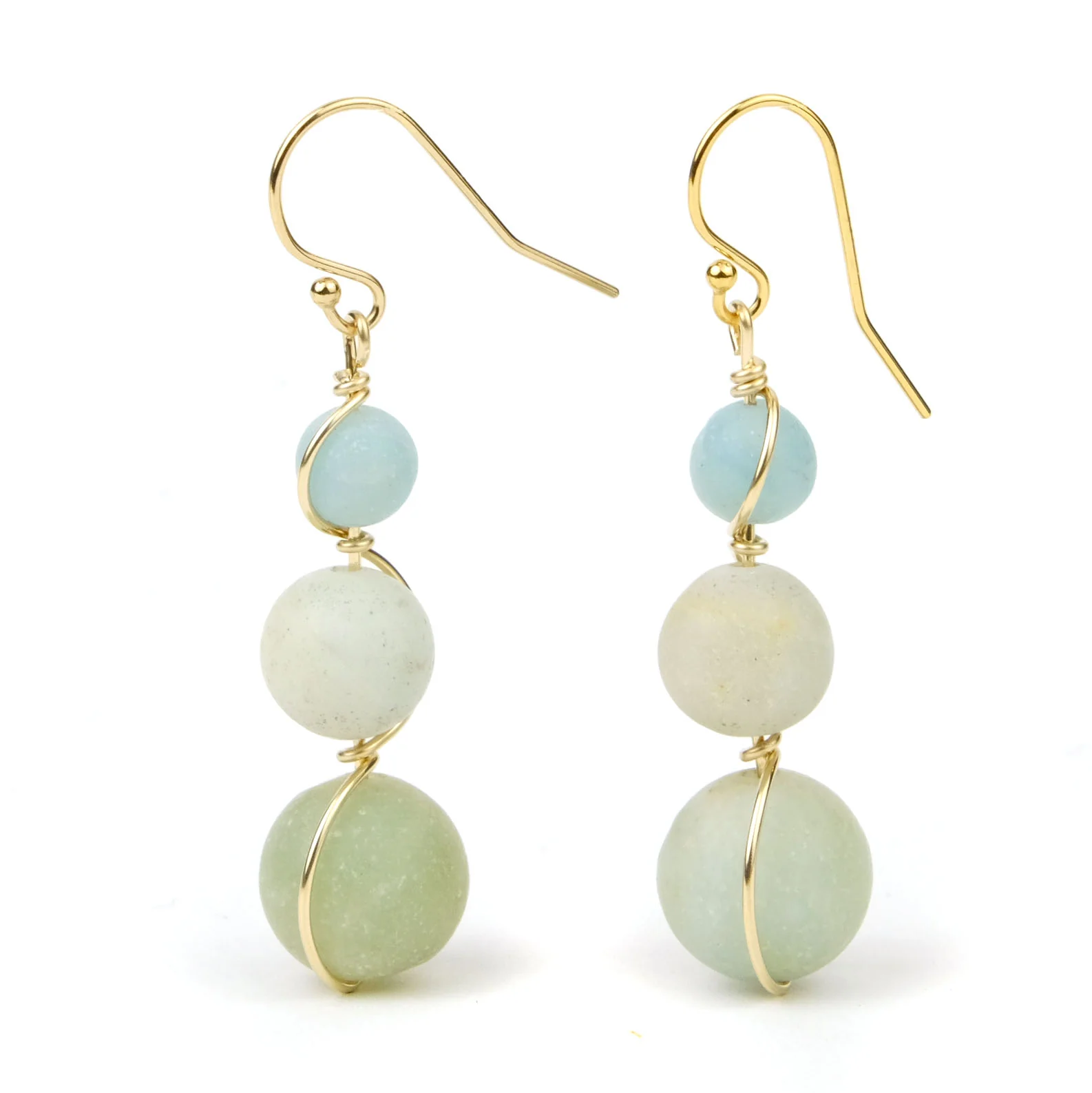 Amazonite Matte Earrings with Gold Filled French Ear Wires - Image 2
