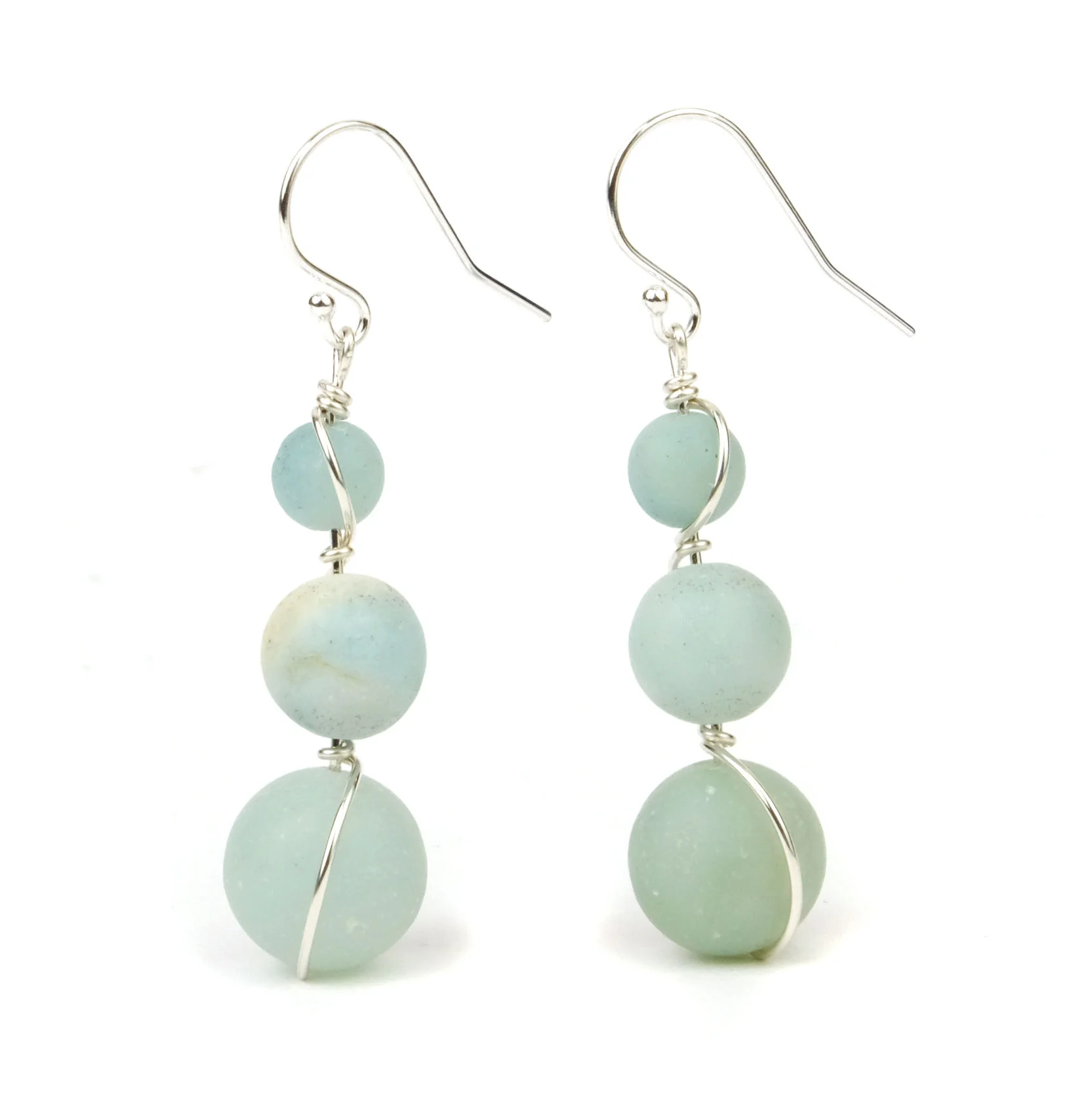 Amazonite Matte Earrings with Sterling Silver French Ear Wires - Image 2