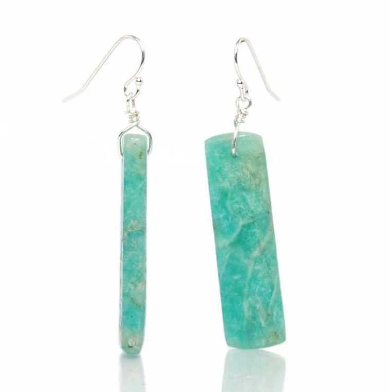Amazonite Earrings with Sterling Silver French Ear Wires - Image 2