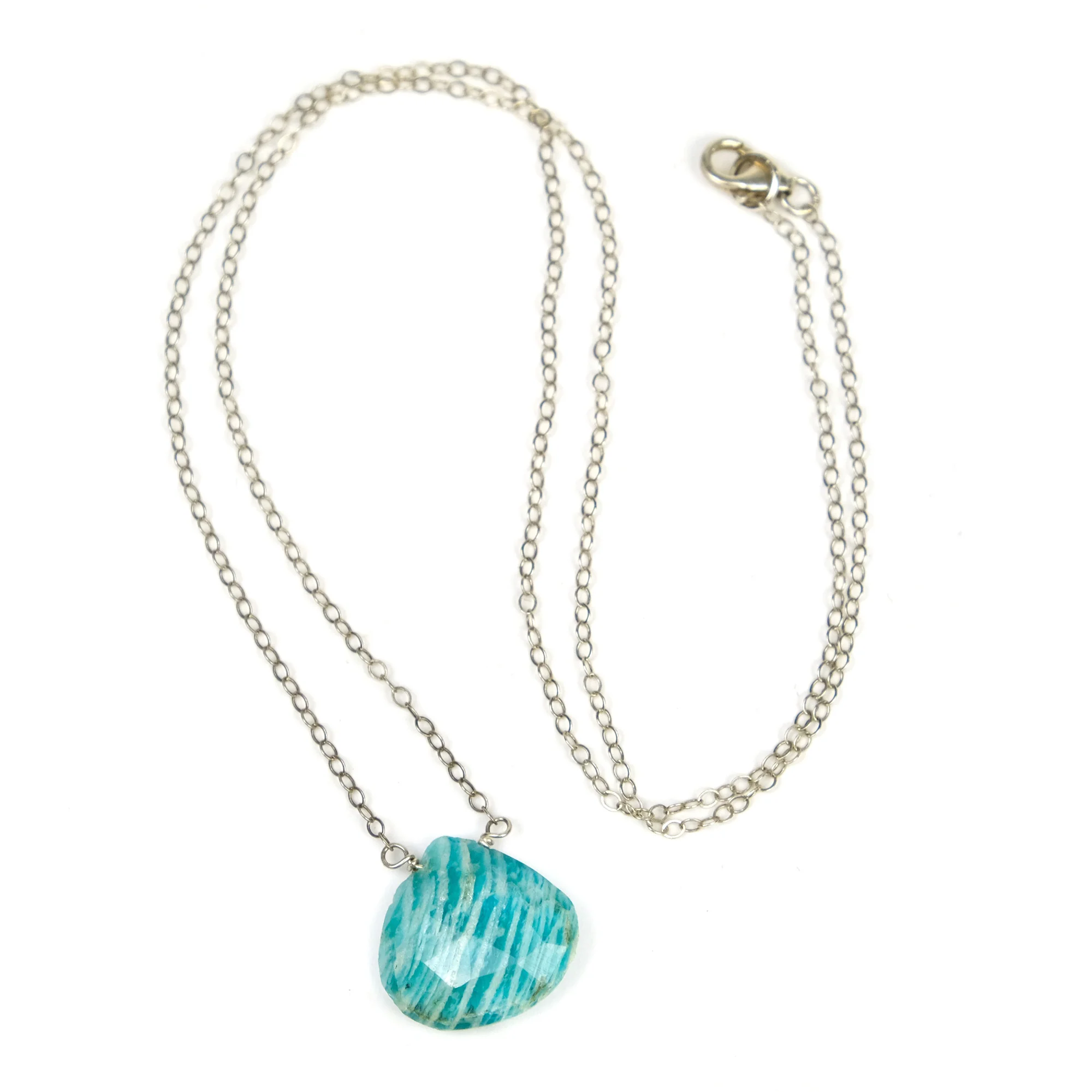 Amazonite Necklace On Sterling Silver Chain With Sterling Silver Trigger Clasp - Image 2