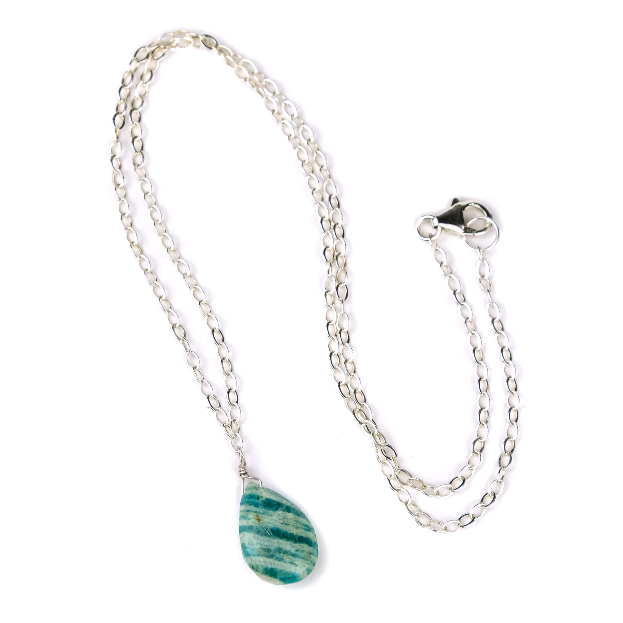 Amazonite Necklace on Sterling Silver Chain With Sterling Silver Trigger Clasp - Image 2