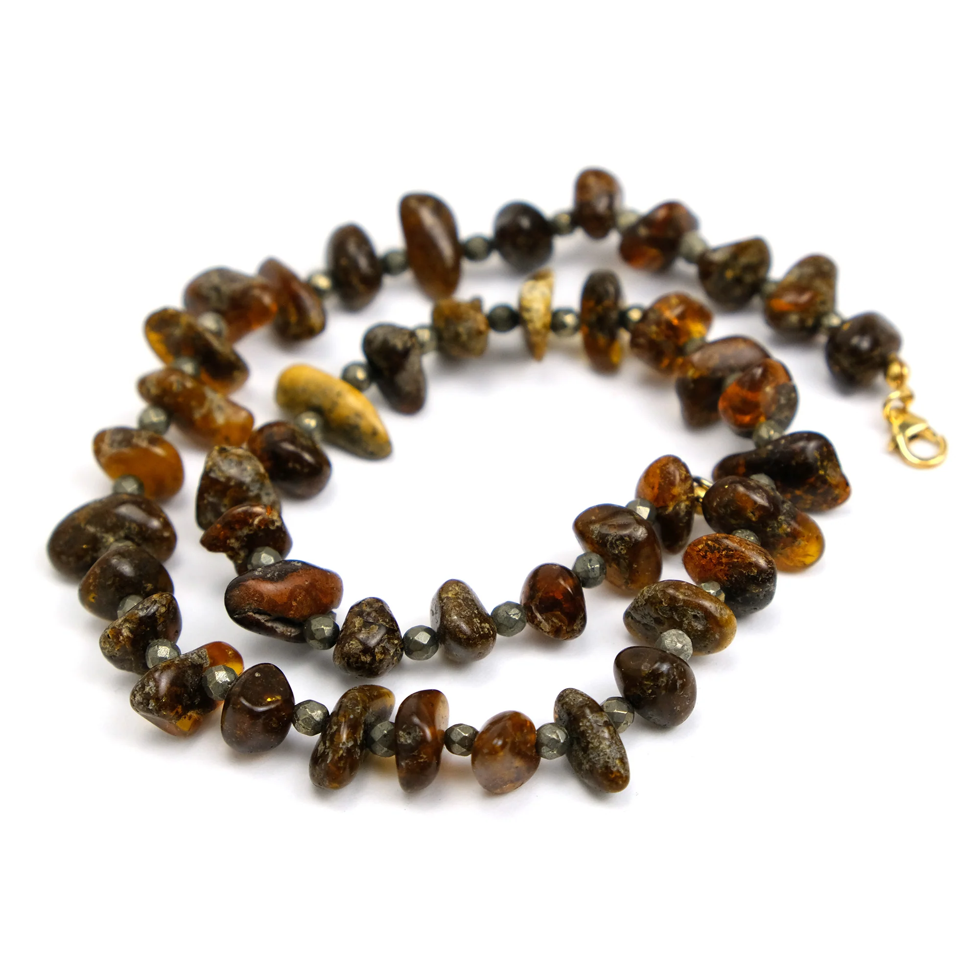 Amber & Faceted Pyrite Necklace #5 - Image 2