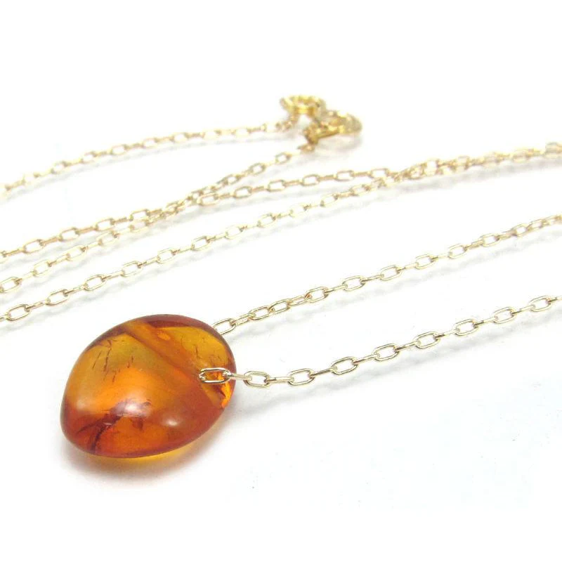 Amber Necklace with Gold Filled Chain and Gold Filled Spring Ring Clasp - Image 2