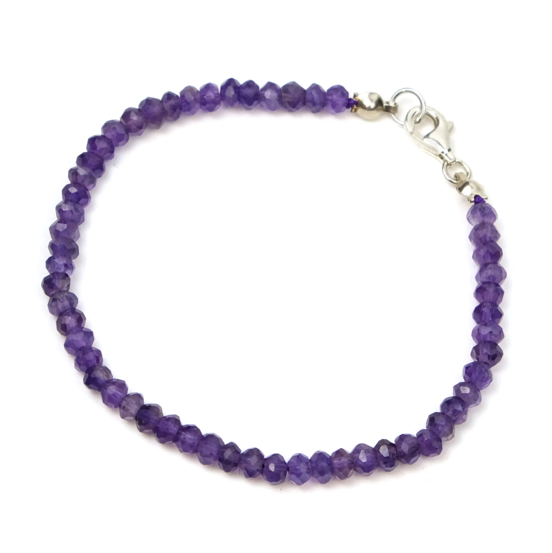 Amethyst 3.5mm Faceted Rondelle Bracelet with Sterling Silver Trigger Clasp - Image 3