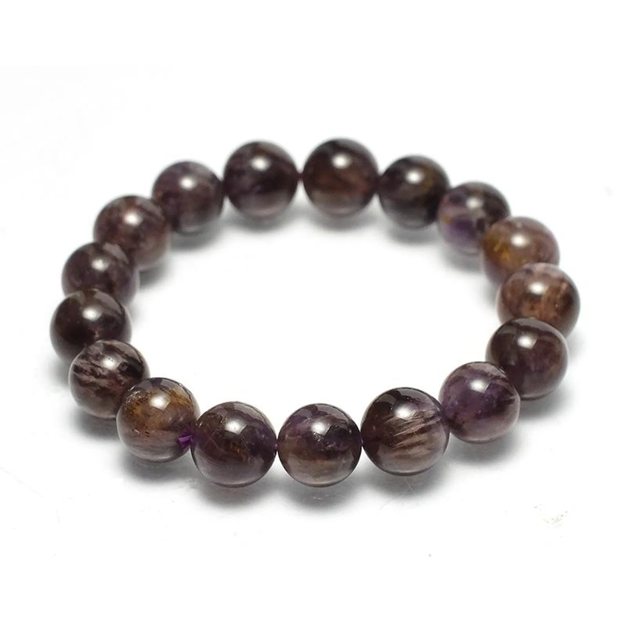 Amethyst Cacoxenite Stretch Bracelet 12mm,13mm,14mm - Image 3