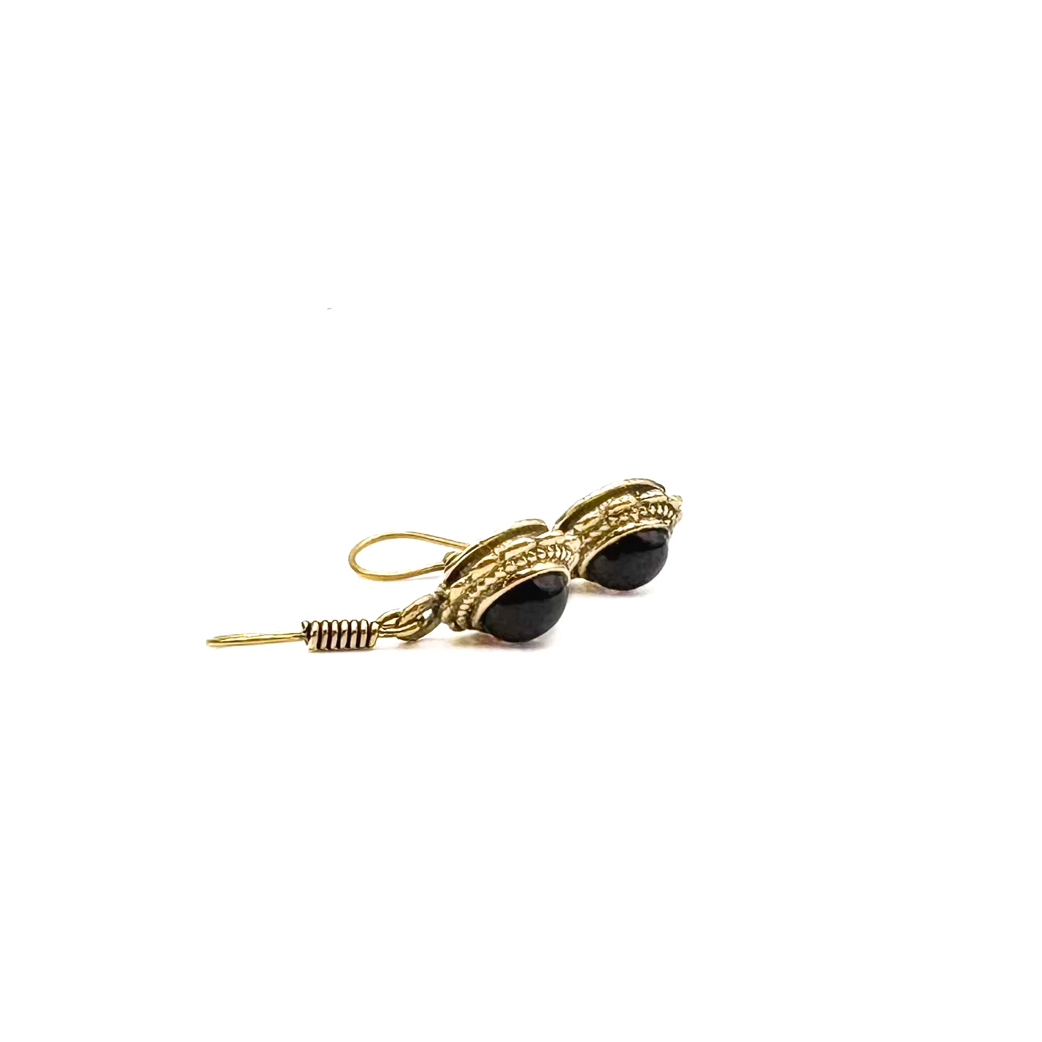 Amethyst Circle Flower Brass Earrings - Image 5