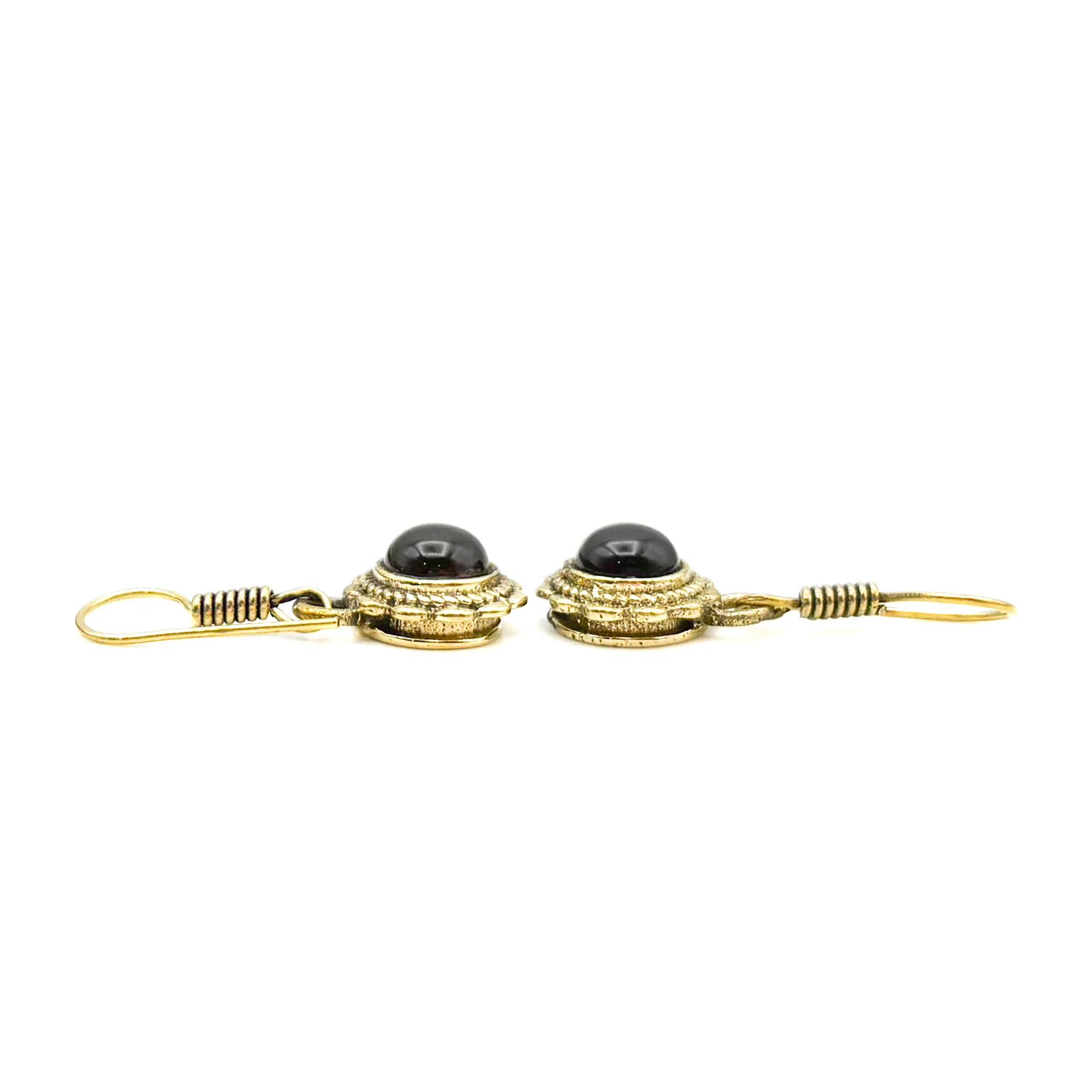Amethyst Circle Flower Brass Earrings - Image 9