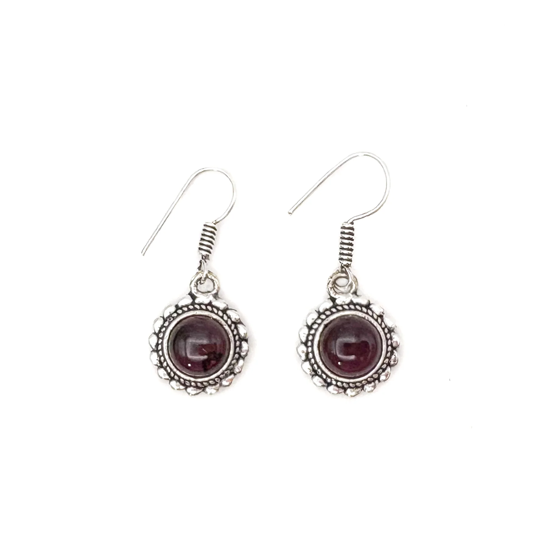 Amethyst Circle Rope White Brass Earrings - Image 2