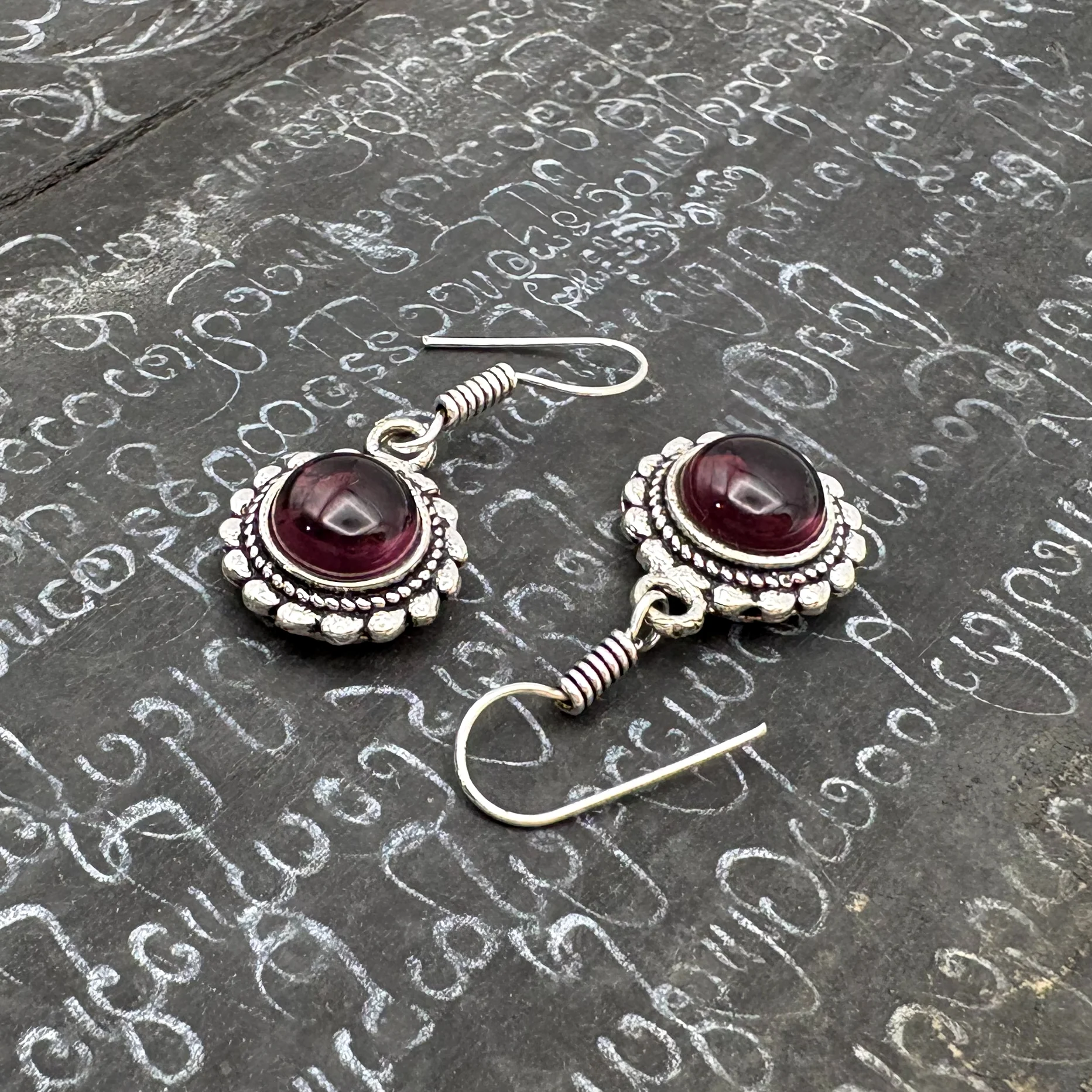 Amethyst Circle Rope White Brass Earrings - Image 5