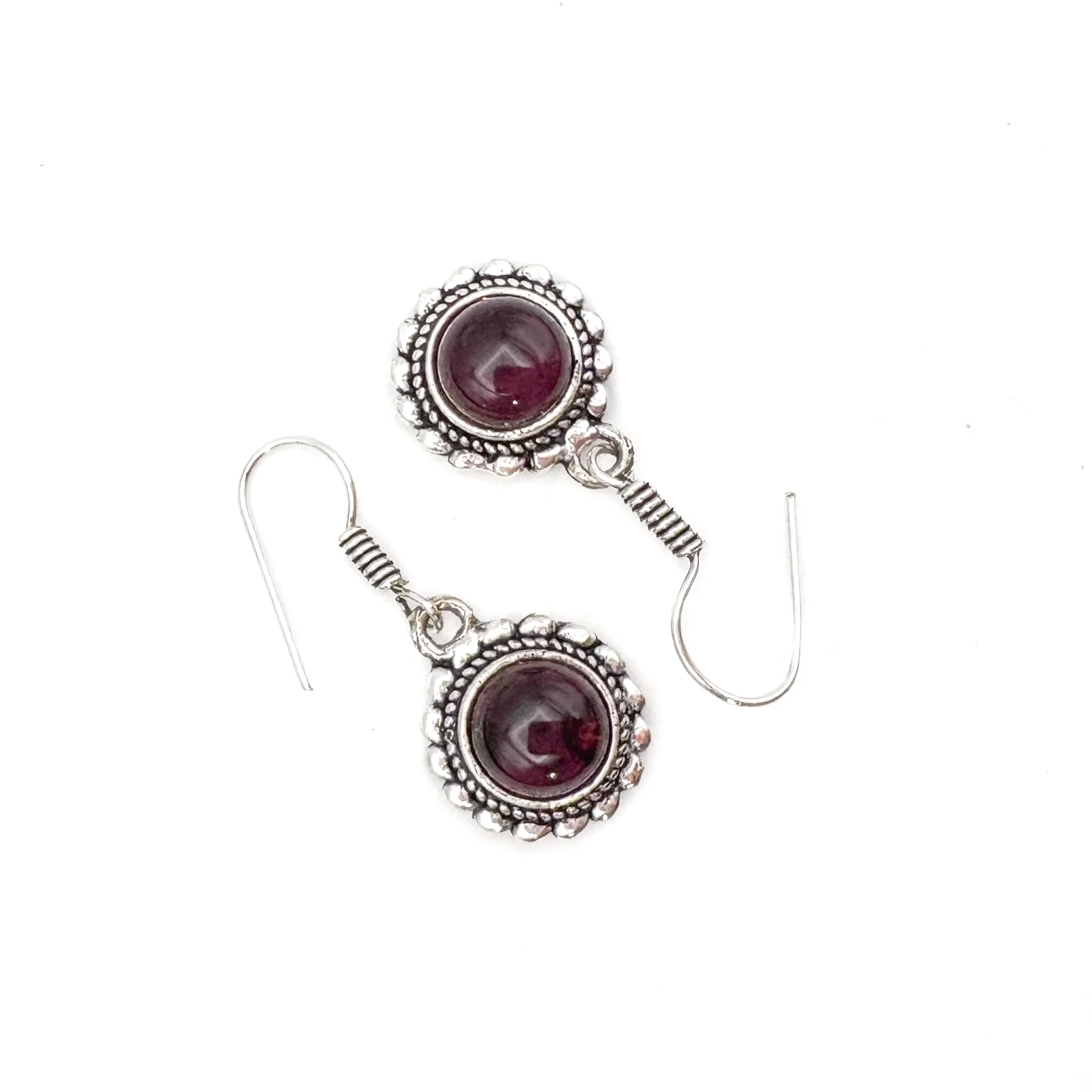 Amethyst Circle Rope White Brass Earrings - Image 6