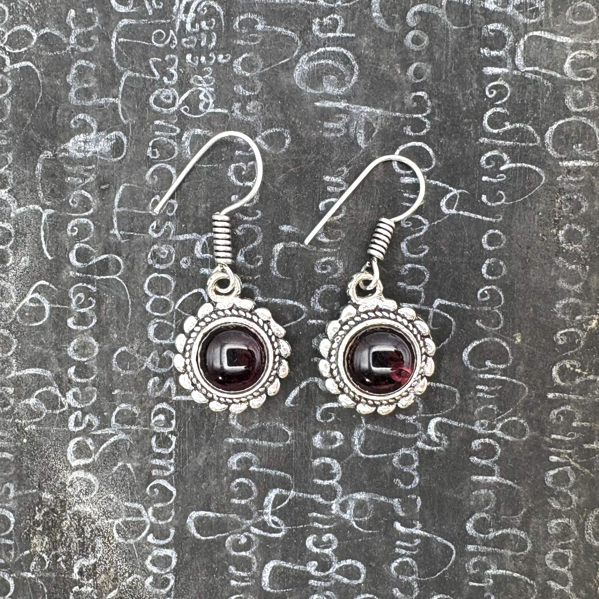 Amethyst Circle Rope White Brass Earrings - Image 7