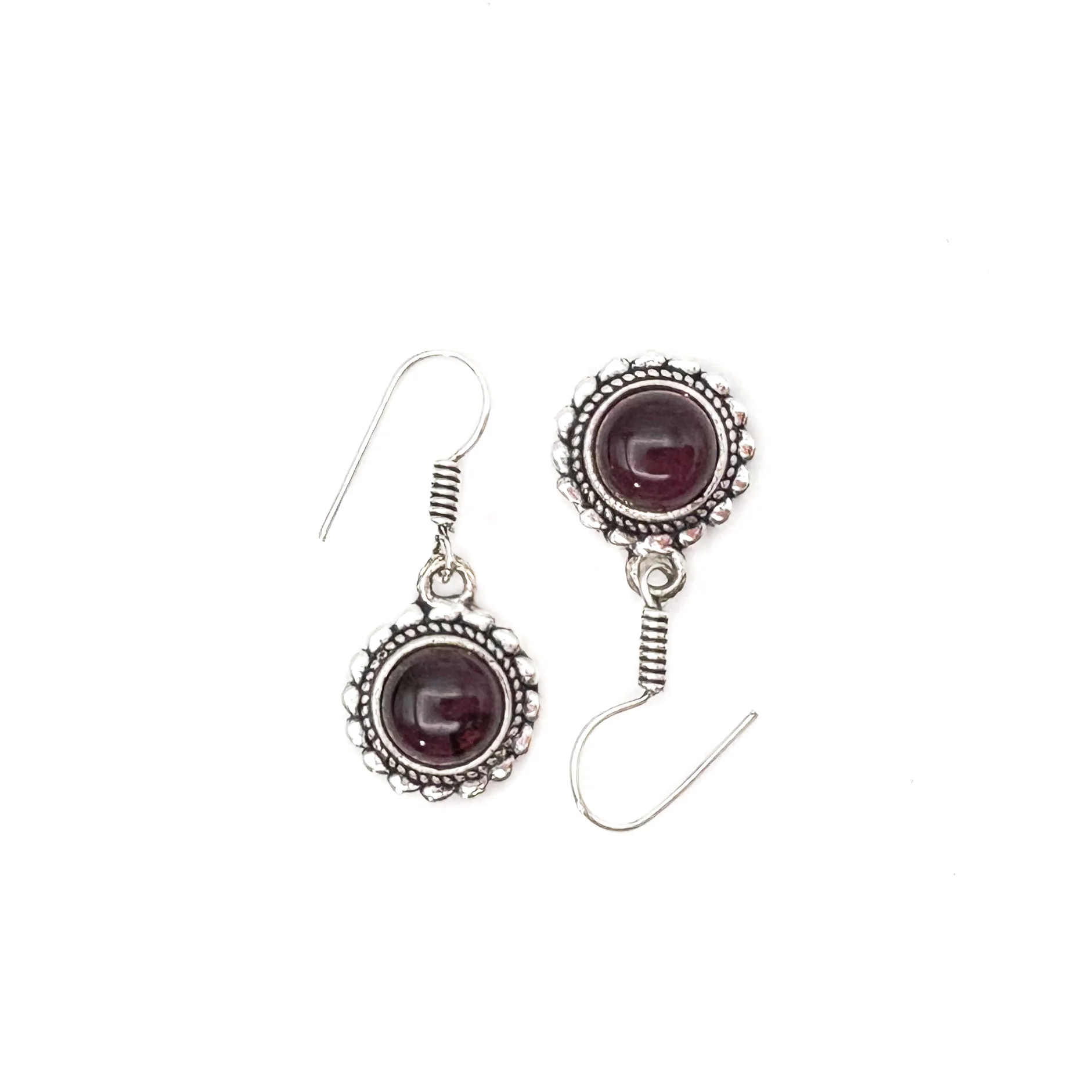 Amethyst Circle Rope White Brass Earrings - Image 8