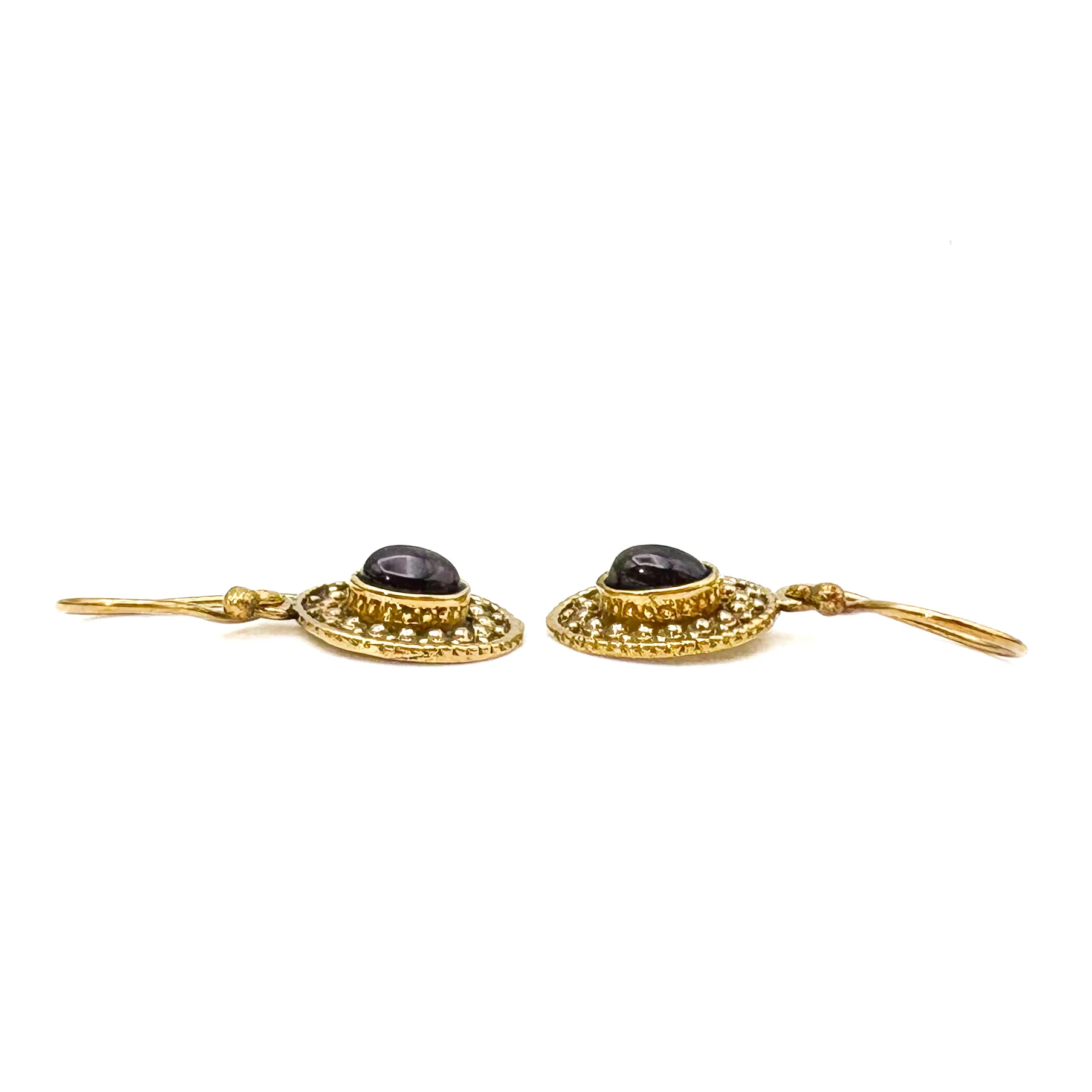 Amethyst Dots & Ovals Brass Earrings - Image 5