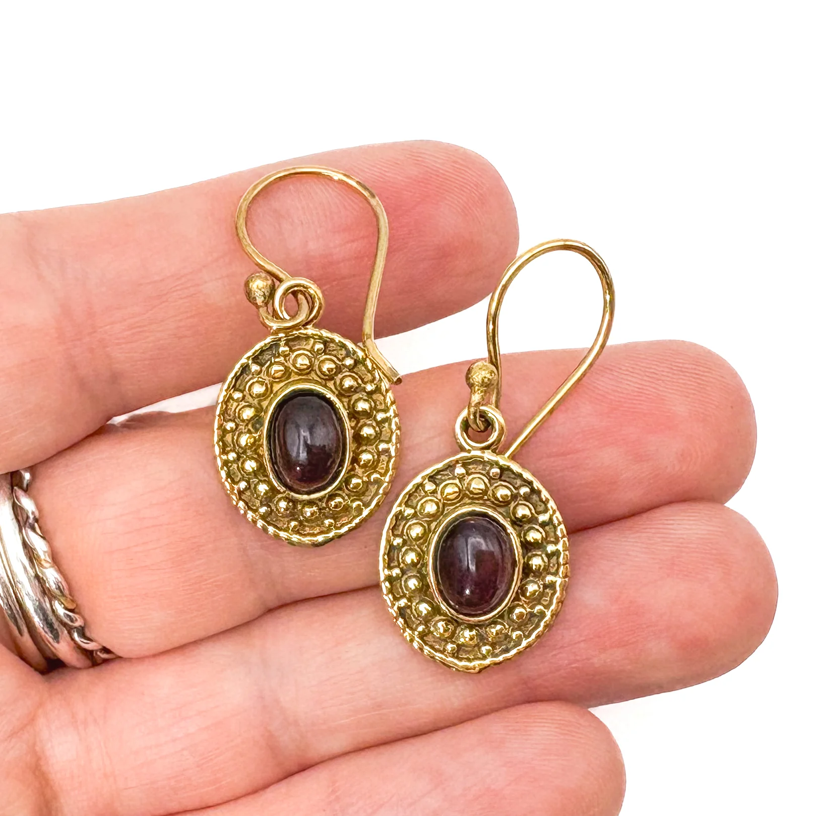 Amethyst Dots & Ovals Brass Earrings - Image 8