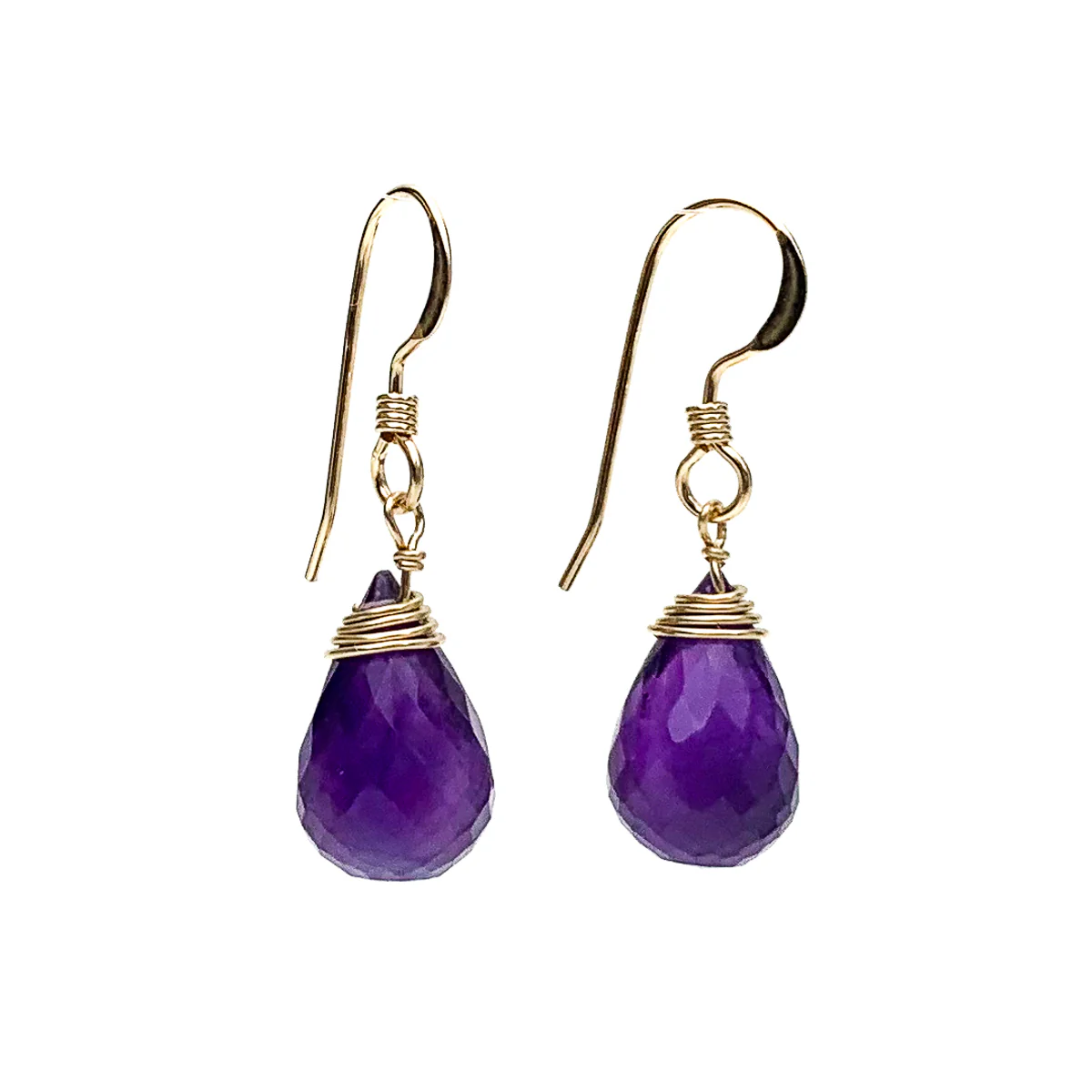 Amethyst Earrings with Gold Filled French Ear Wire - Image 2