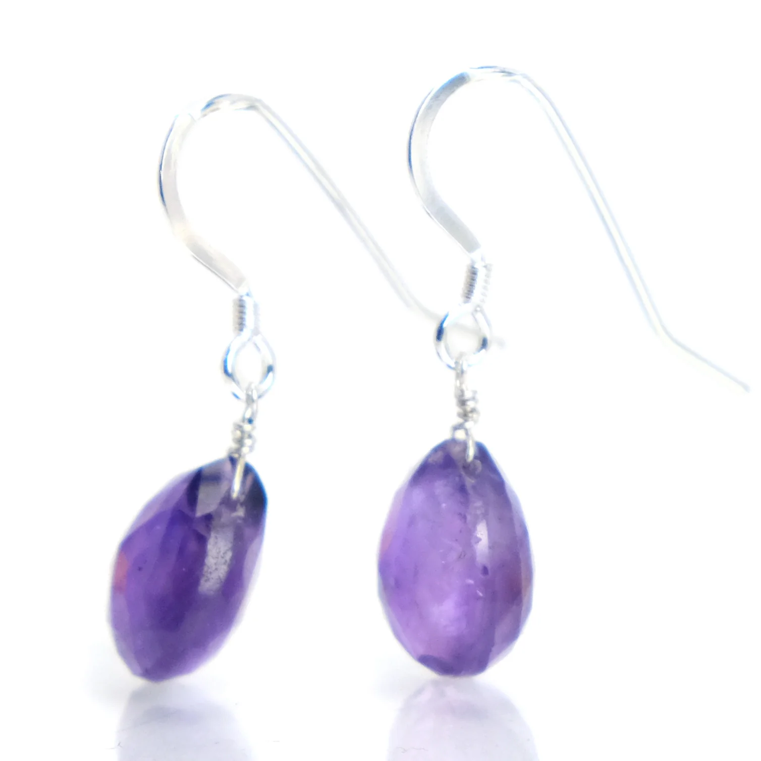 Amethyst Earrings with Sterling Silver French Ear Wires - Image 2