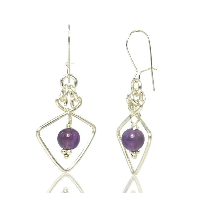 Amethyst Earrings with Sterling Silver Kidney Ear Wires - Image 2