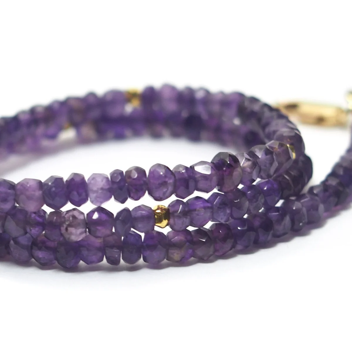 Amethyst Faceted Rondelle Choker Necklace with Gold Filled Lobster Claw Clasp - Image 2
