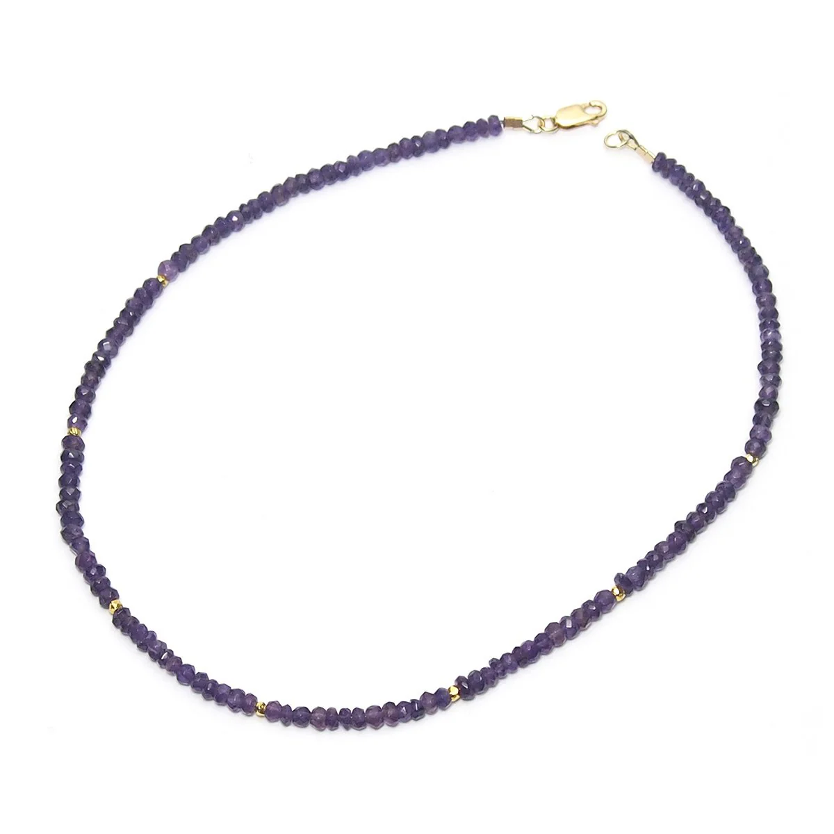 Amethyst Faceted Rondelle Choker Necklace with Gold Filled Lobster Claw Clasp - Image 3
