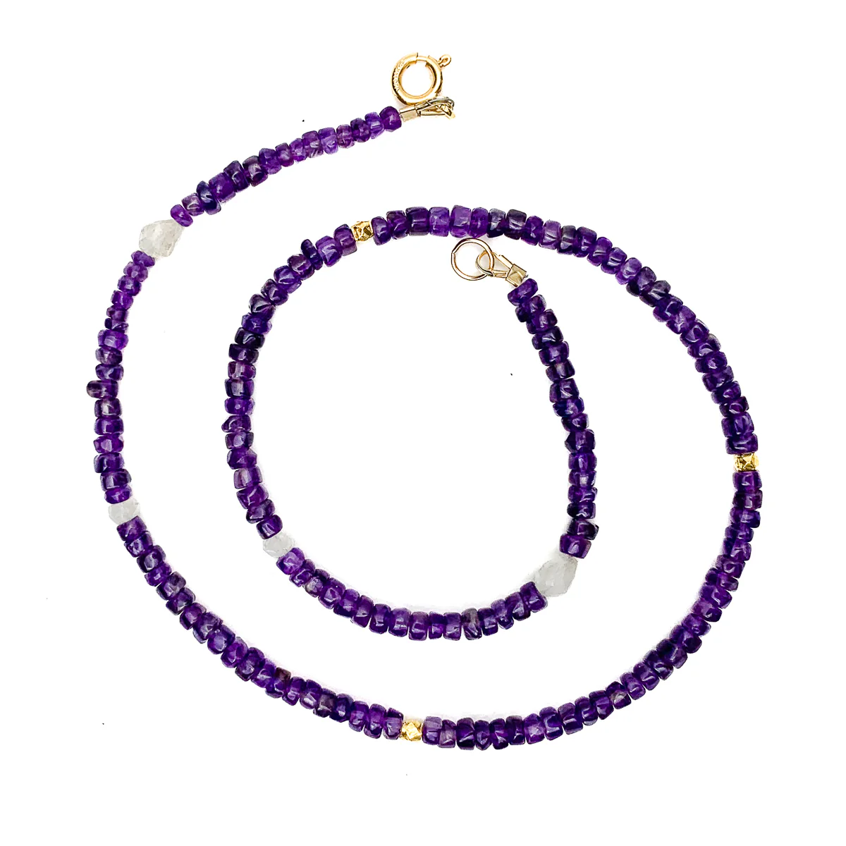 Amethyst & Moonstone Necklace With Gold Vermeil Spring Clasp - Image 3
