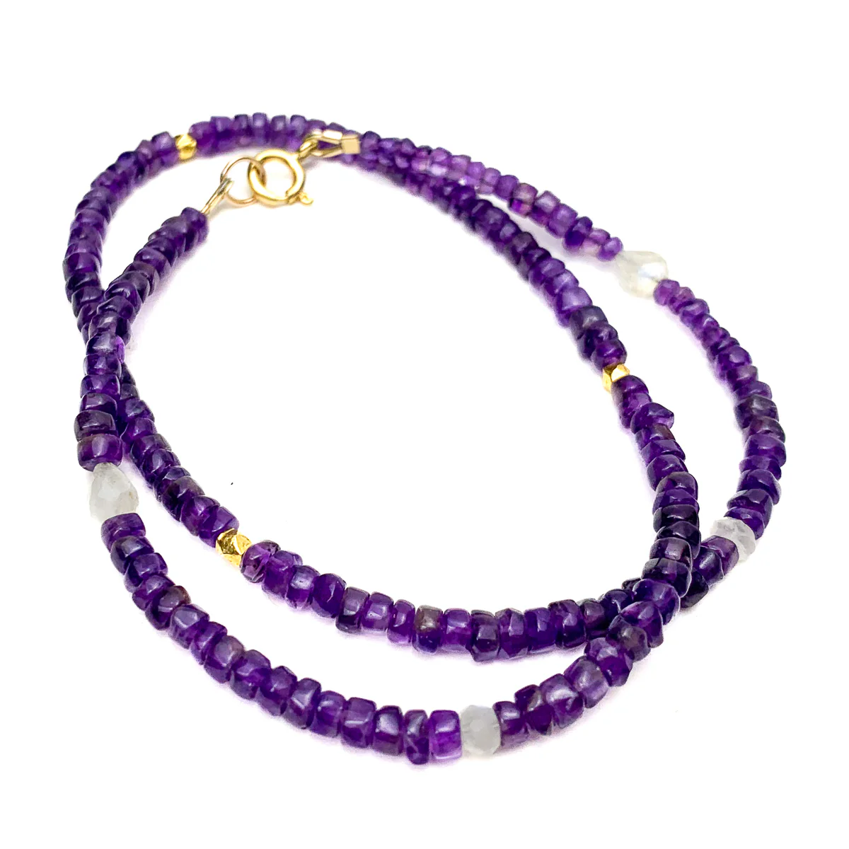Amethyst & Moonstone Necklace With Gold Vermeil Spring Clasp - Image 4