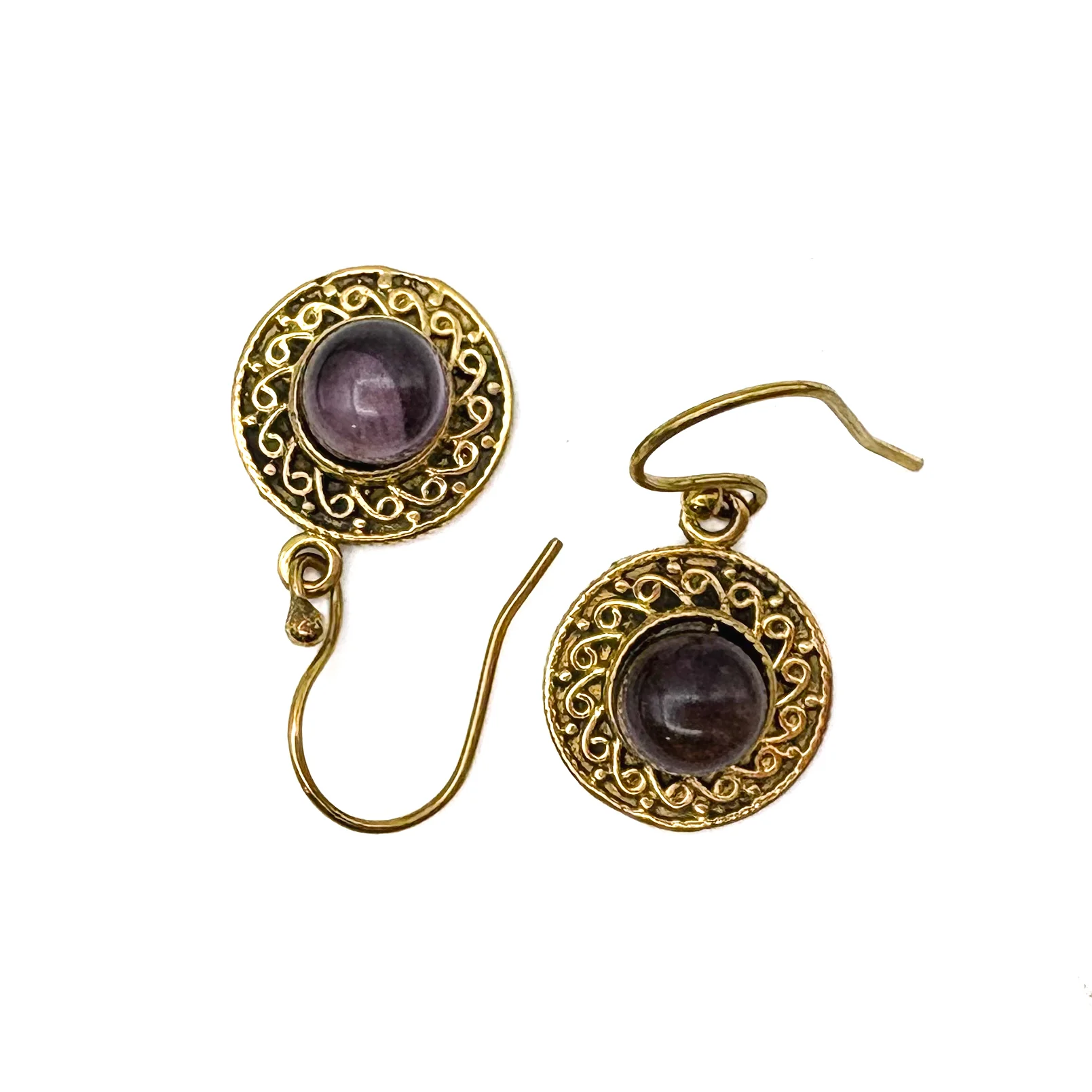 Amethyst Round & Round Brass Earrings - Image 10