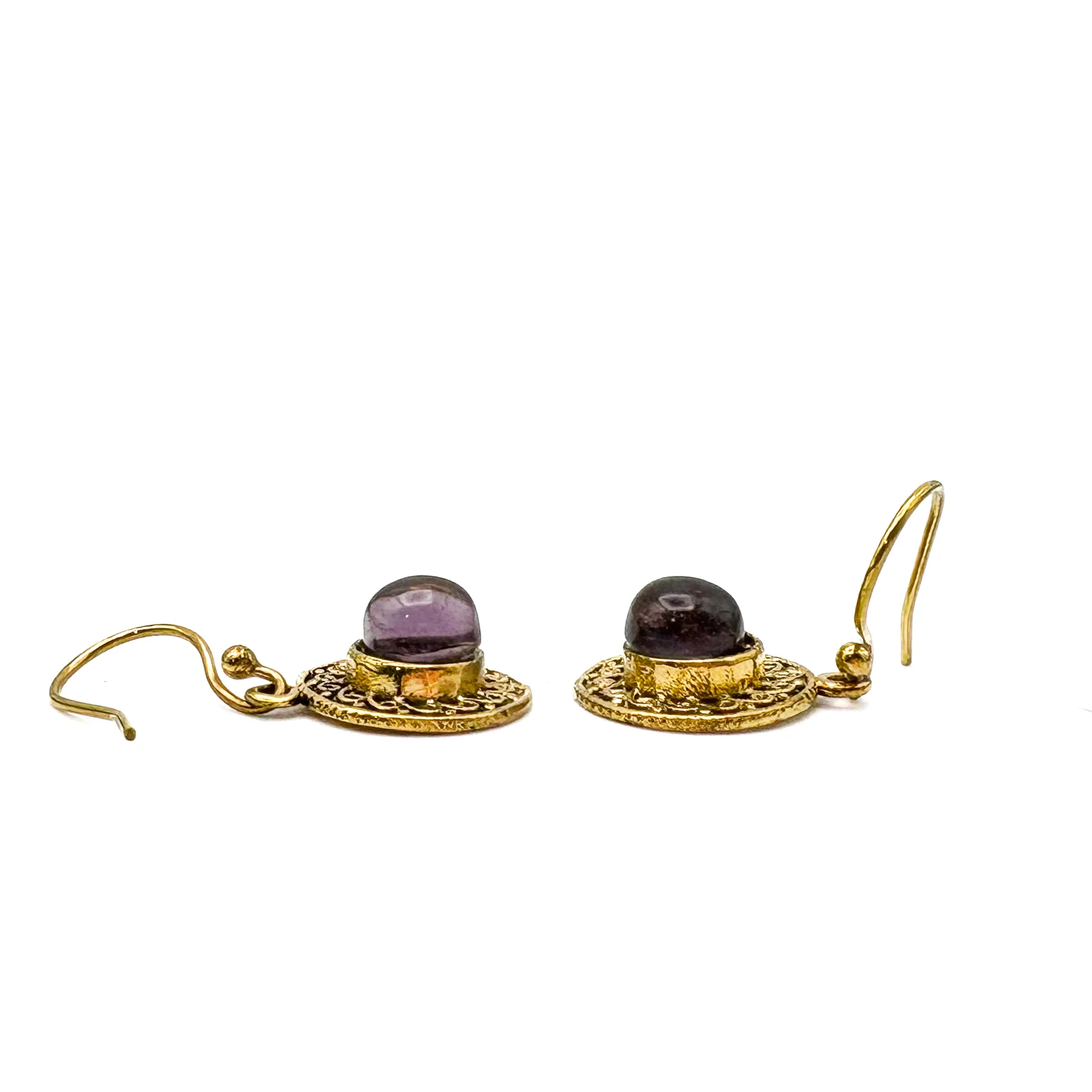Amethyst Round & Round Brass Earrings - Image 4