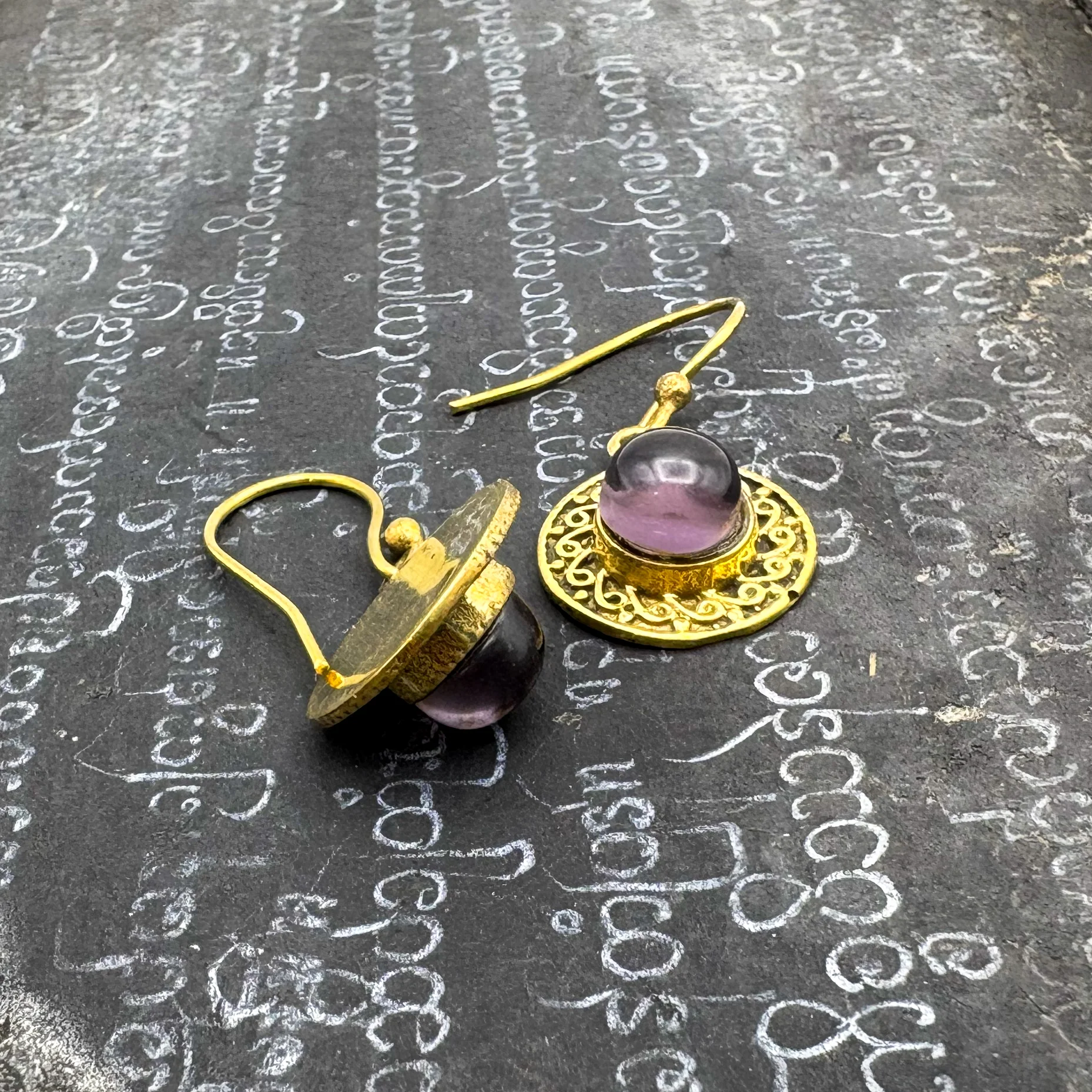 Amethyst Round & Round Brass Earrings - Image 6