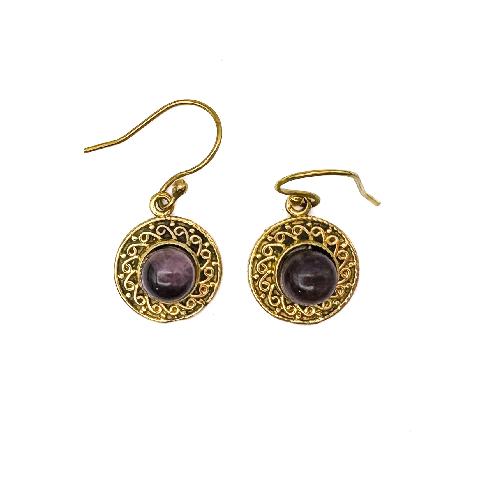Amethyst Round & Round Brass Earrings - Image 7