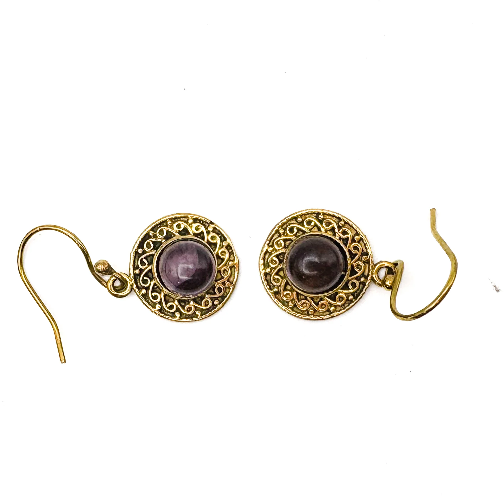 Amethyst Round & Round Brass Earrings - Image 9