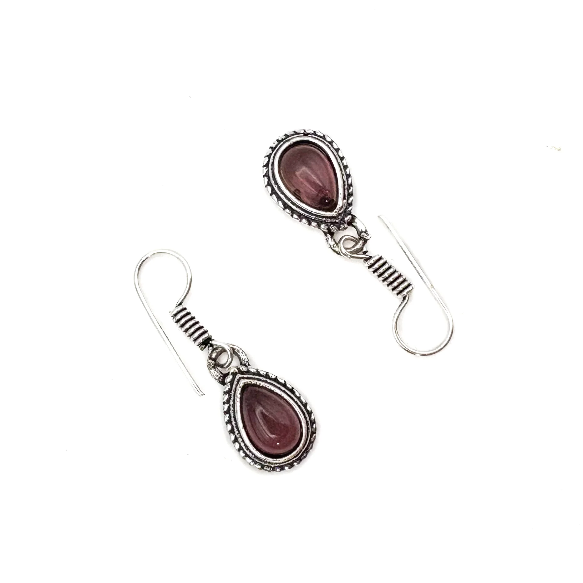 Amethyst Small Teardrop White Brass Earrings - Image 11