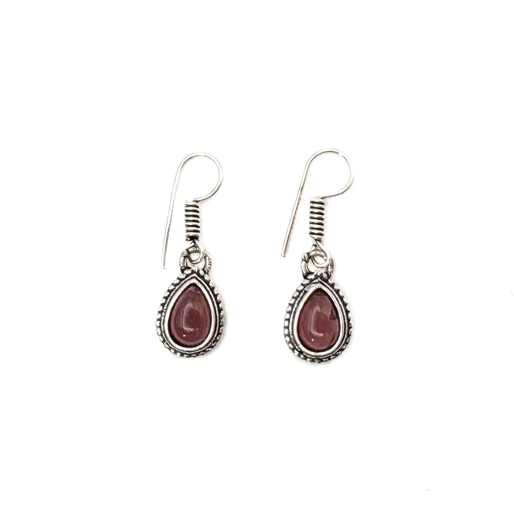 Amethyst Small Teardrop White Brass Earrings - Image 2