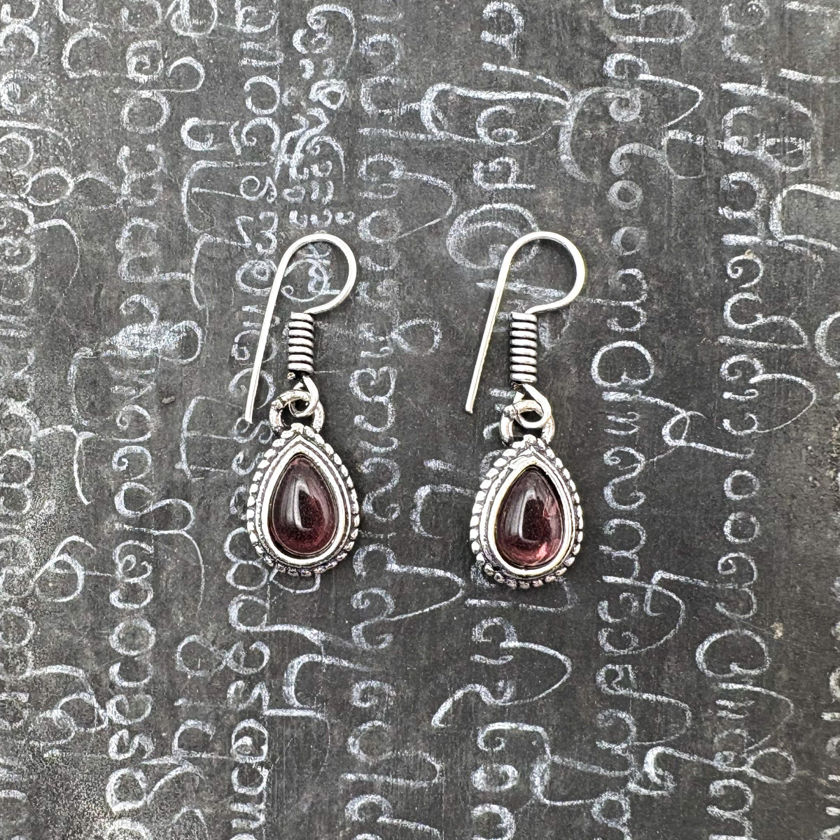 Amethyst Small Teardrop White Brass Earrings - Image 5
