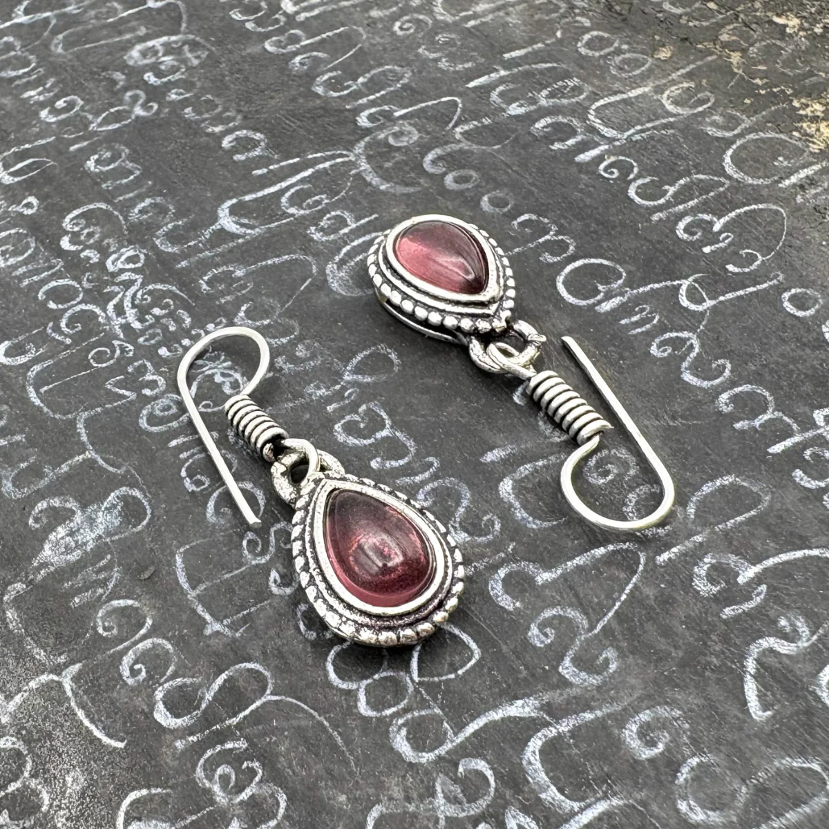 Amethyst Small Teardrop White Brass Earrings - Image 7