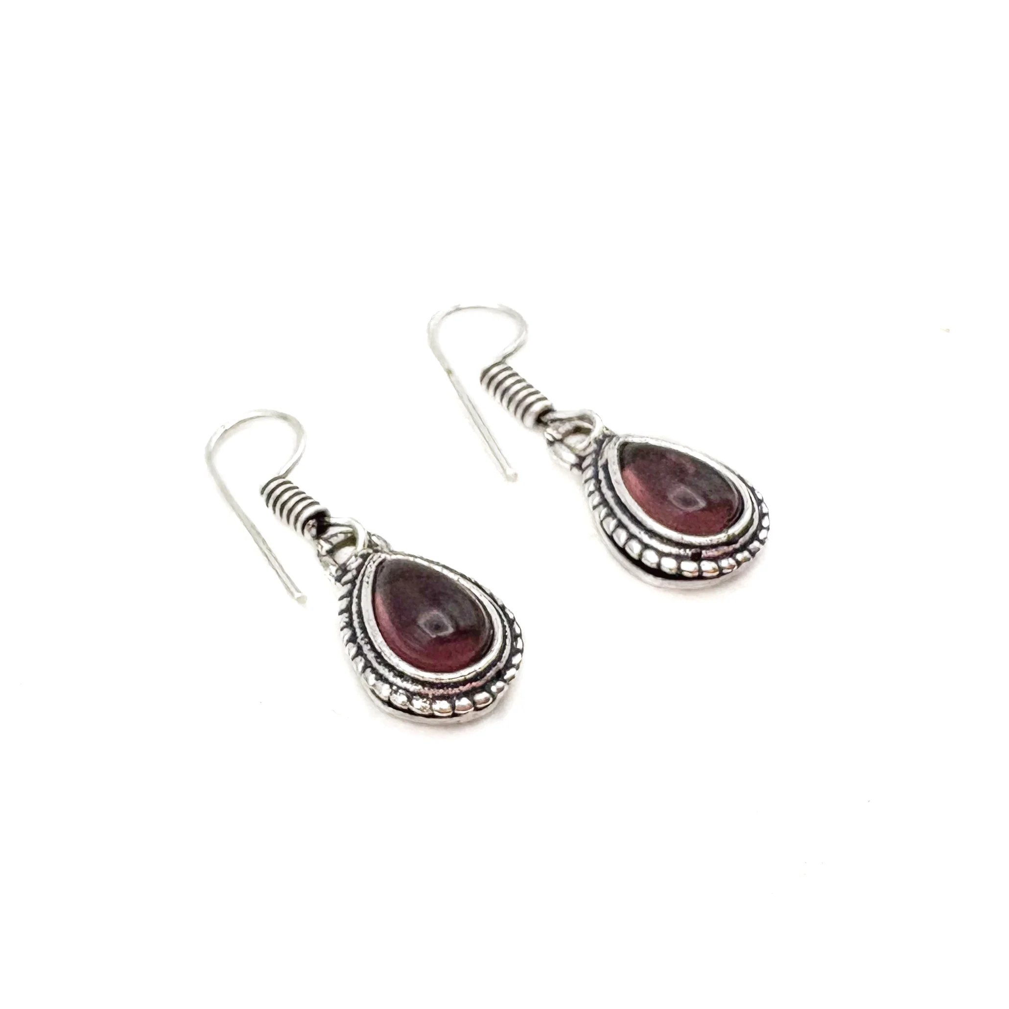 Amethyst Small Teardrop White Brass Earrings - Image 8
