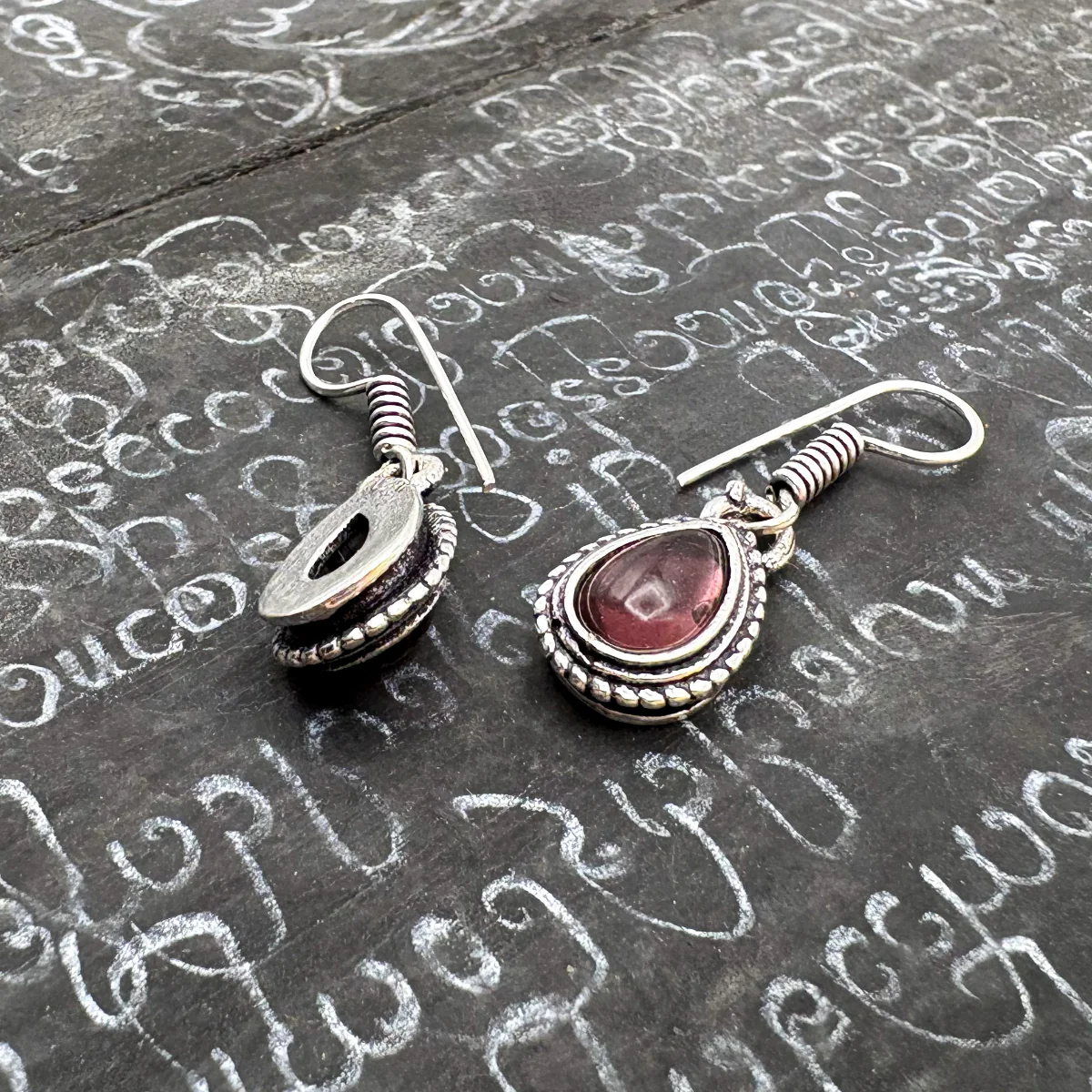 Amethyst Small Teardrop White Brass Earrings - Image 9