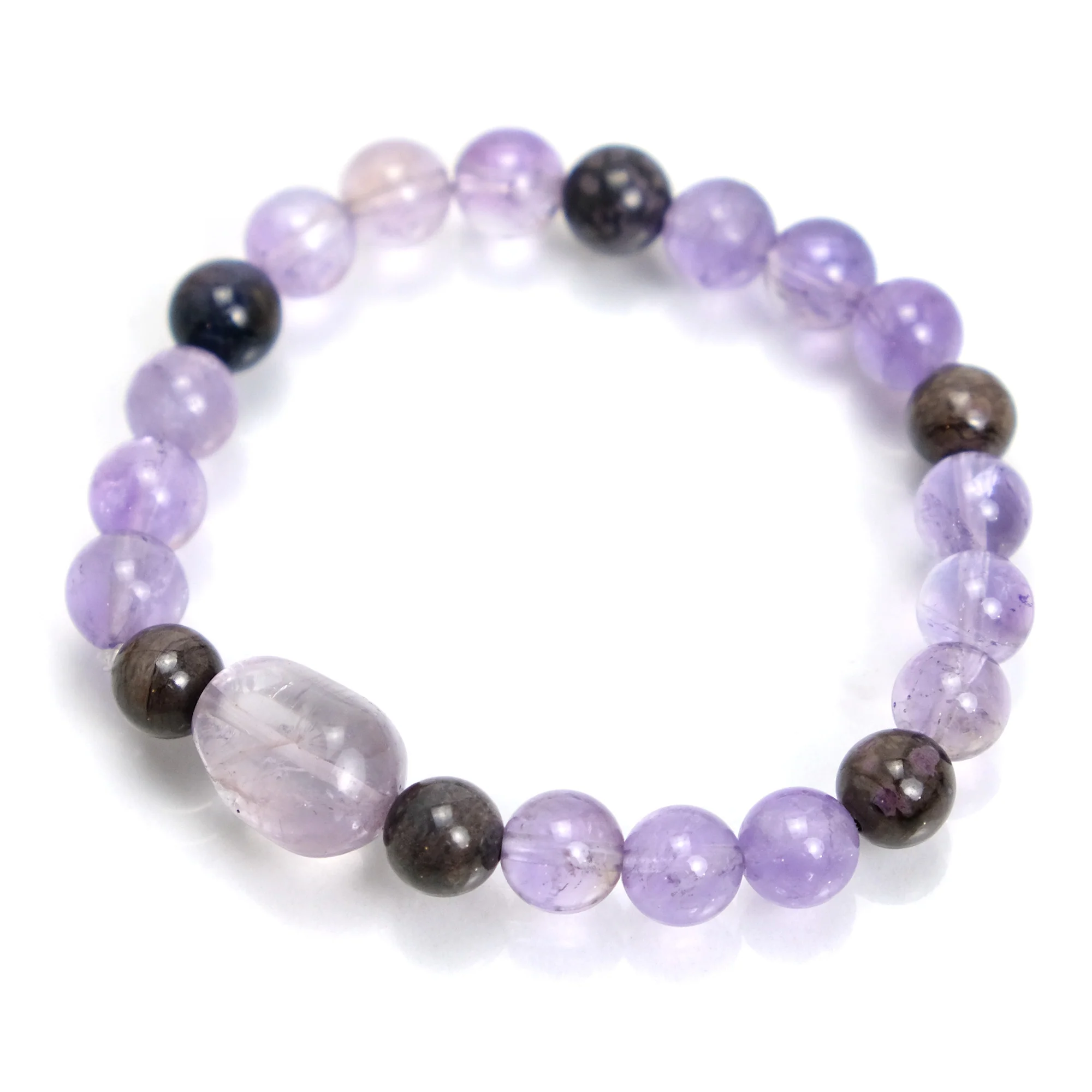 Amethyst & Sugilite Stretch Bracelet on Elastic Cord - Image 2
